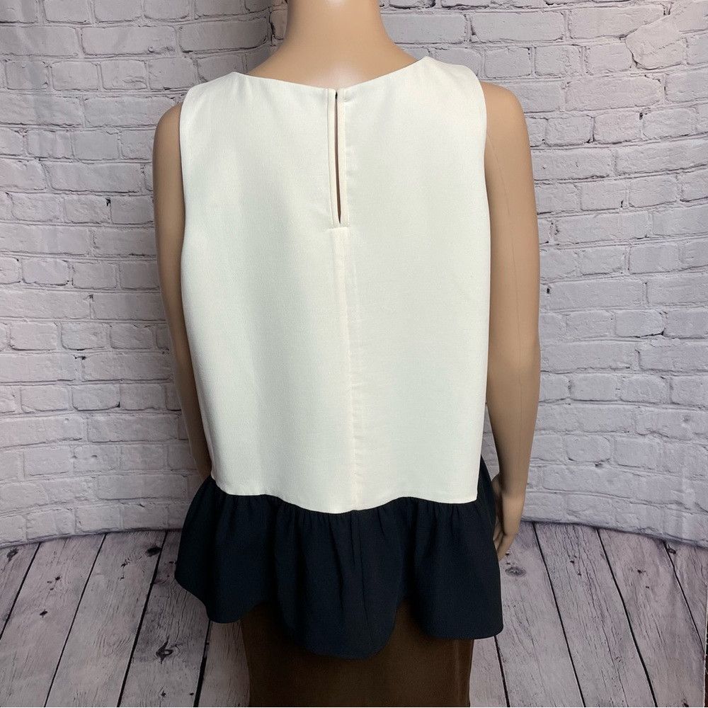 Ann Taylor Ann Taylor Sleeveless Black White Peplum Blouse Top Size LP Size L / US 10 / IT 46 - 3 Thumbnail