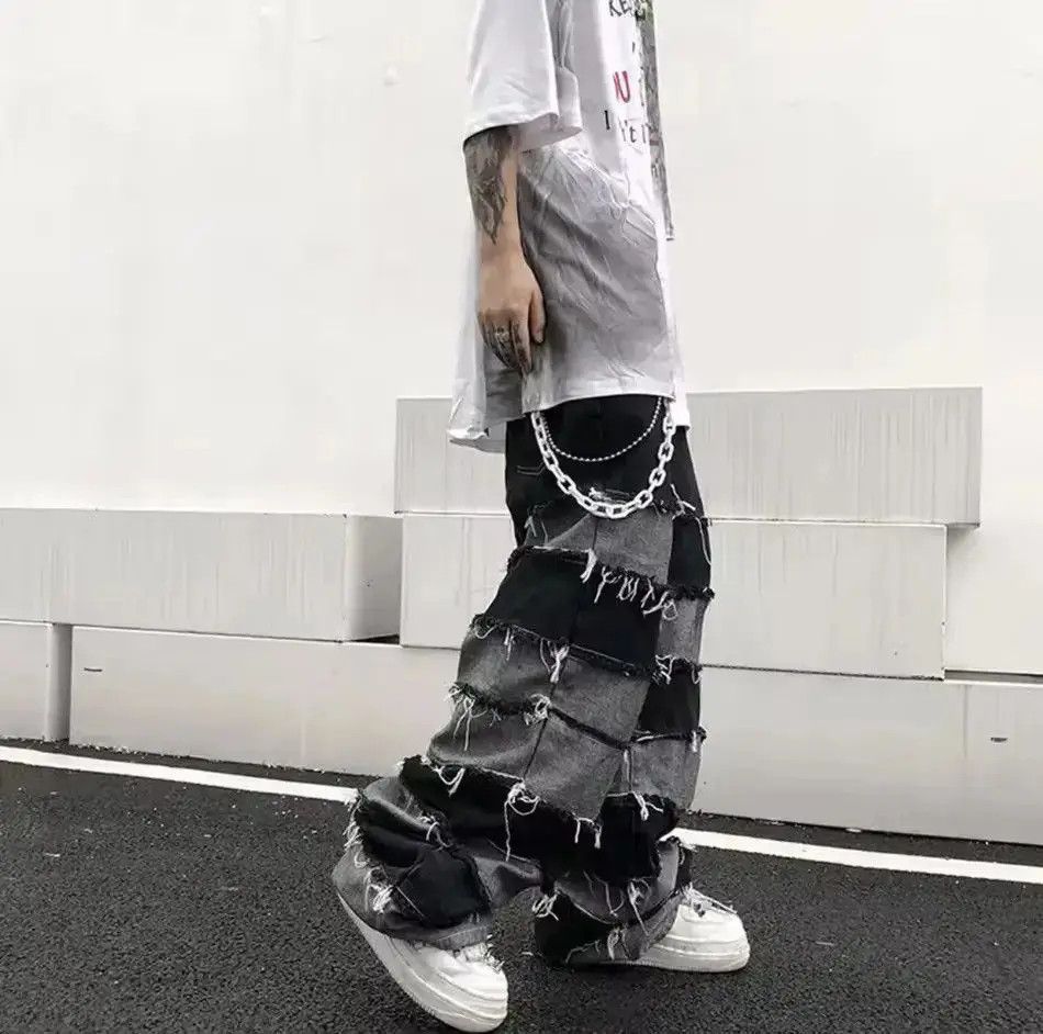 Japanese Brand Grunge Clothes Ripped Jeans Men Streetwear Casual Size US 34 / EU 50 - 5 Thumbnail