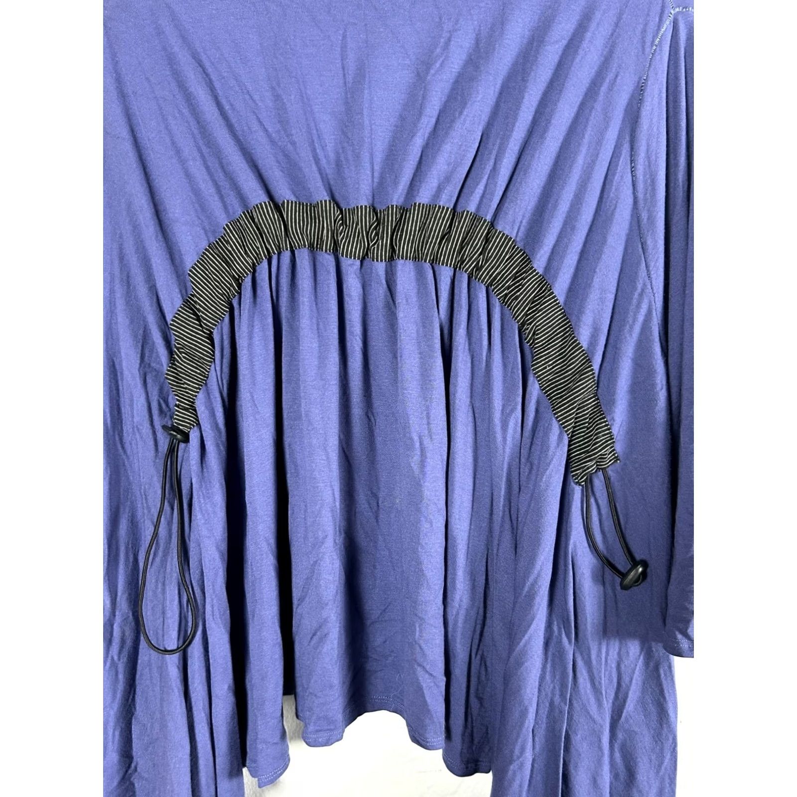 Vintage Noblu Womens Tunic Top M/L Blue Stretch Asymmetrical Hem Rayon Spandex Lagenlook Made In USA Women Size M Size M / US 6-8 / IT 42-44 - 4 Thumbnail