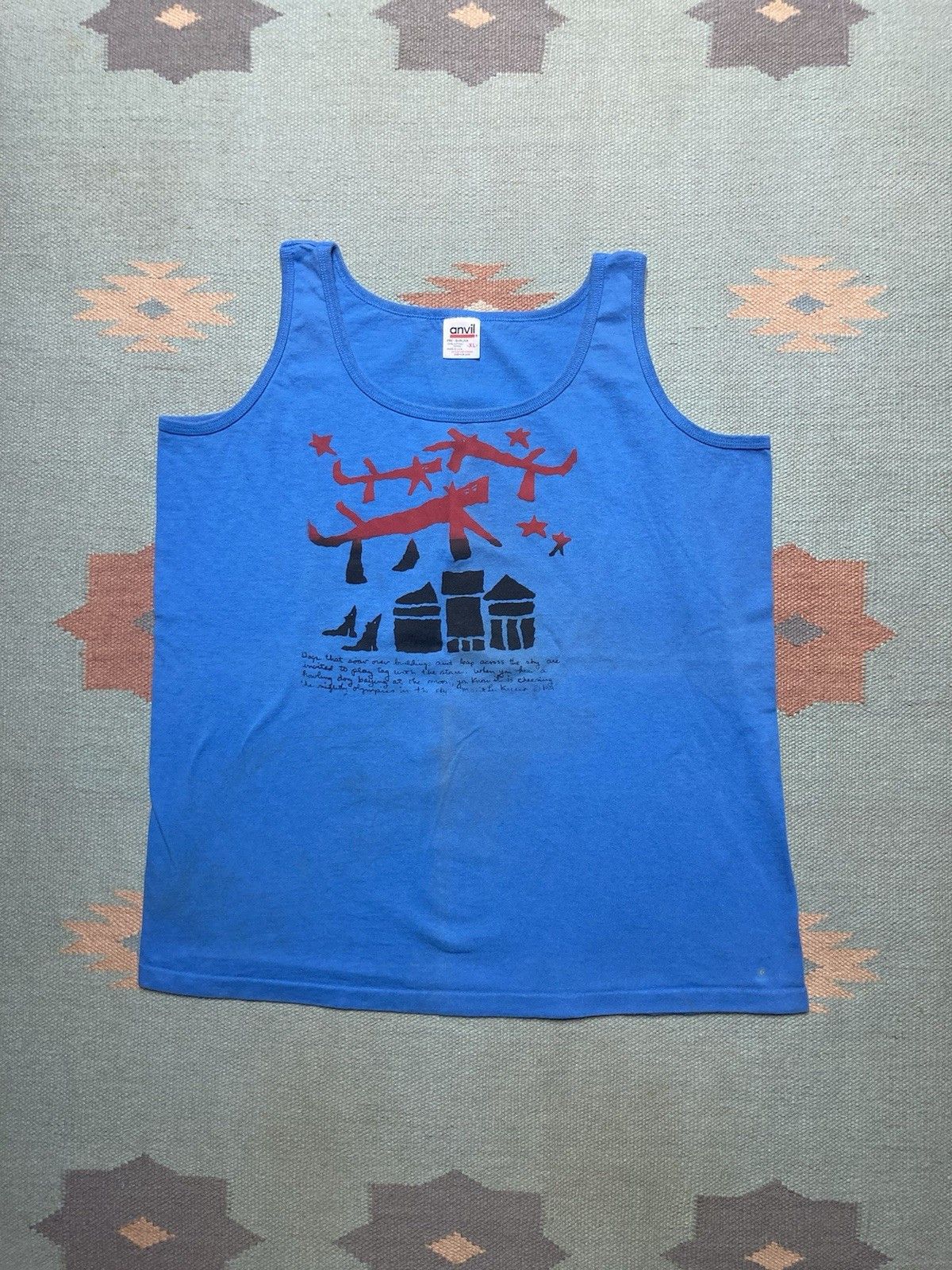 Vintage 90s tank top shirt Marit Lee Kucera dog folk art animal XL Size US XL / EU 56 / 4 - 1 Thumbnail
