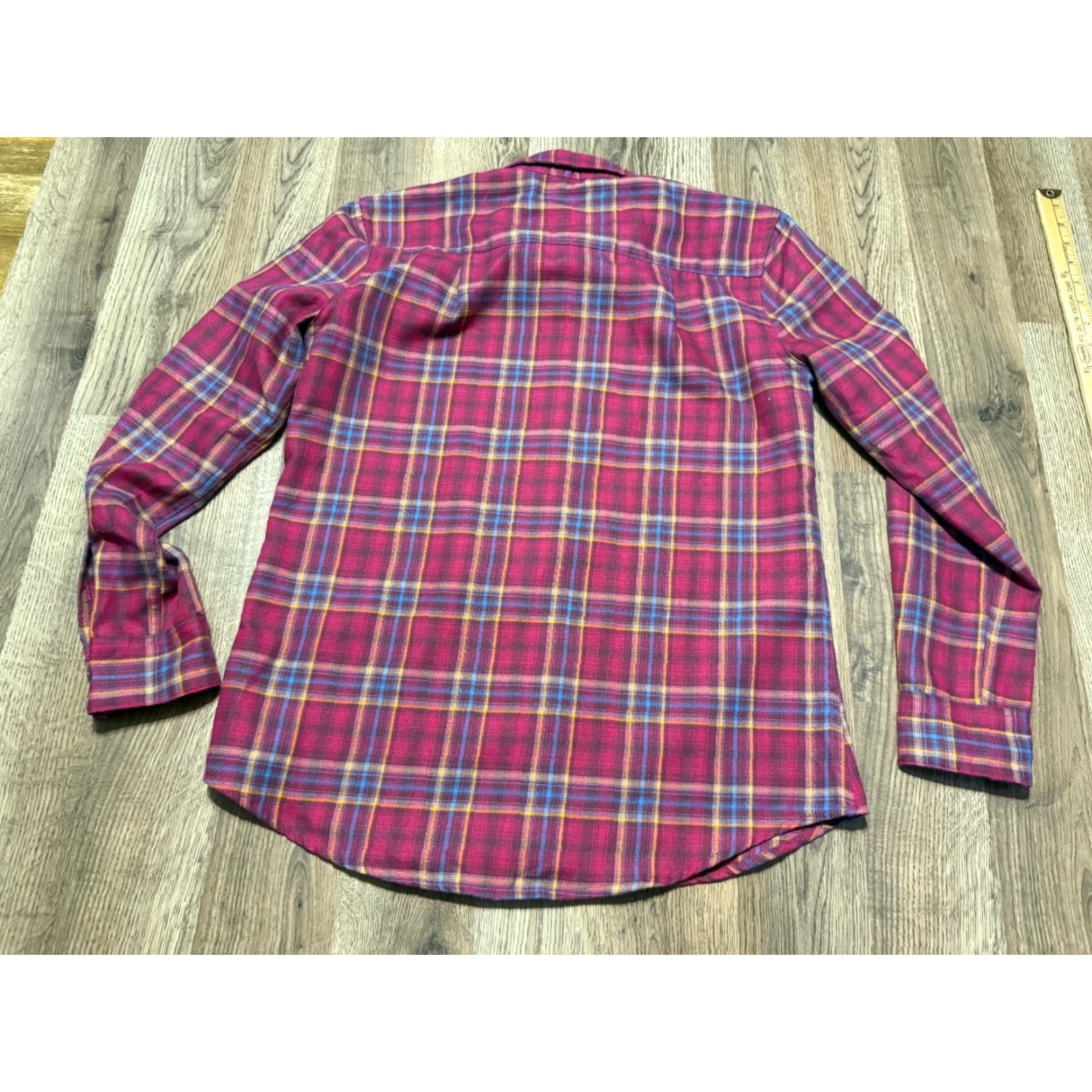 Vintage Purnell Shirt Women's Medium Purple Orange Blue Plaid Long Sleeve Button Up Size M / US 6-8 / IT 42-44 - 2 Thumbnail