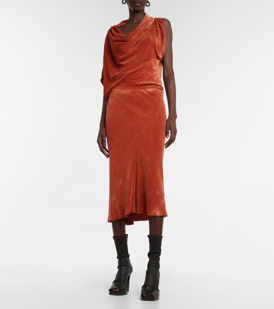 Rick Owens o1y0126 Velvet Tank Top in Antique Rose Size XS / US 0-2 / IT 36-38 - 2 Thumbnail