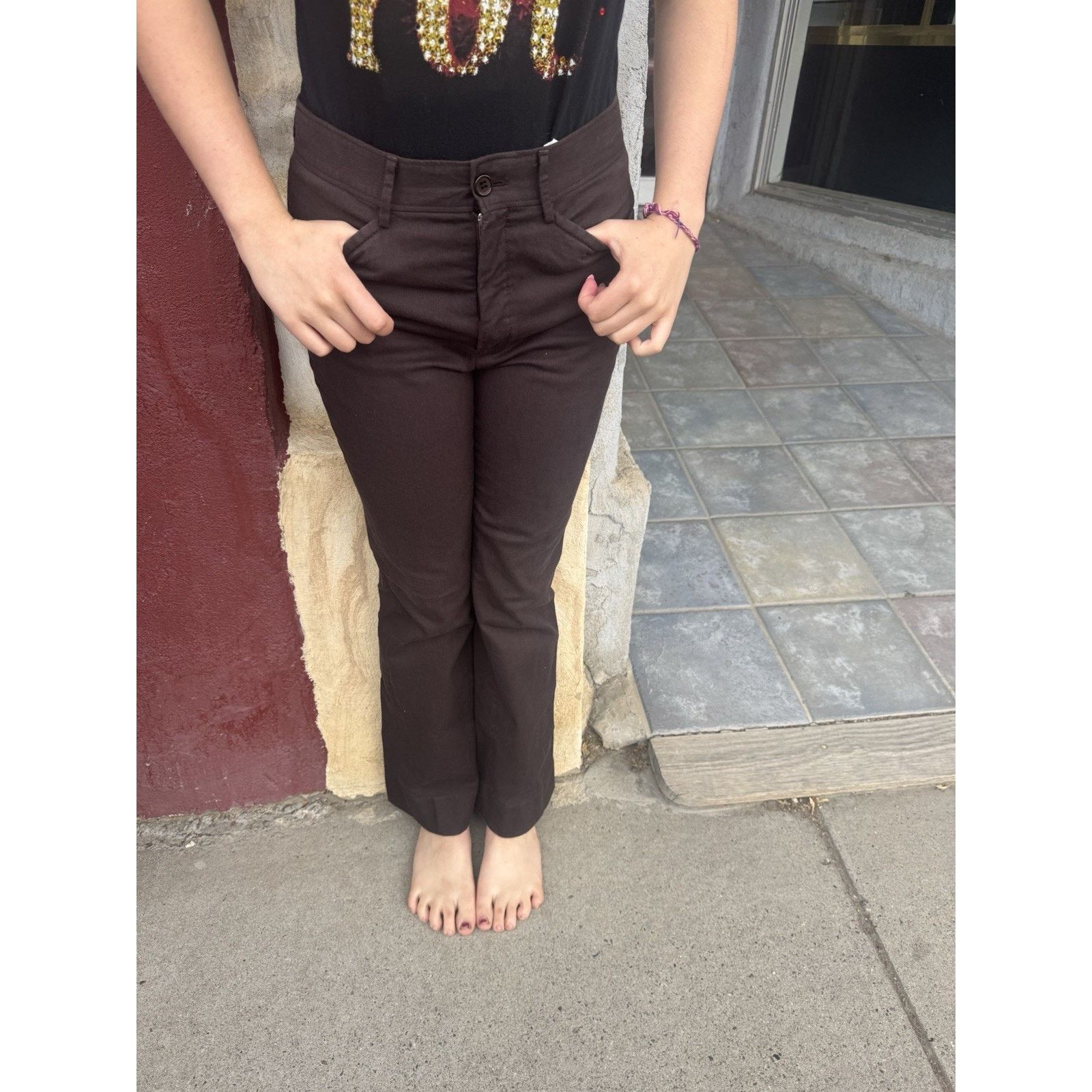 Miu Miu 90s Miu Miu US 12 Brown Cotton Blend Trousers Size 34" / US 12 / IT 48 - 8 Thumbnail