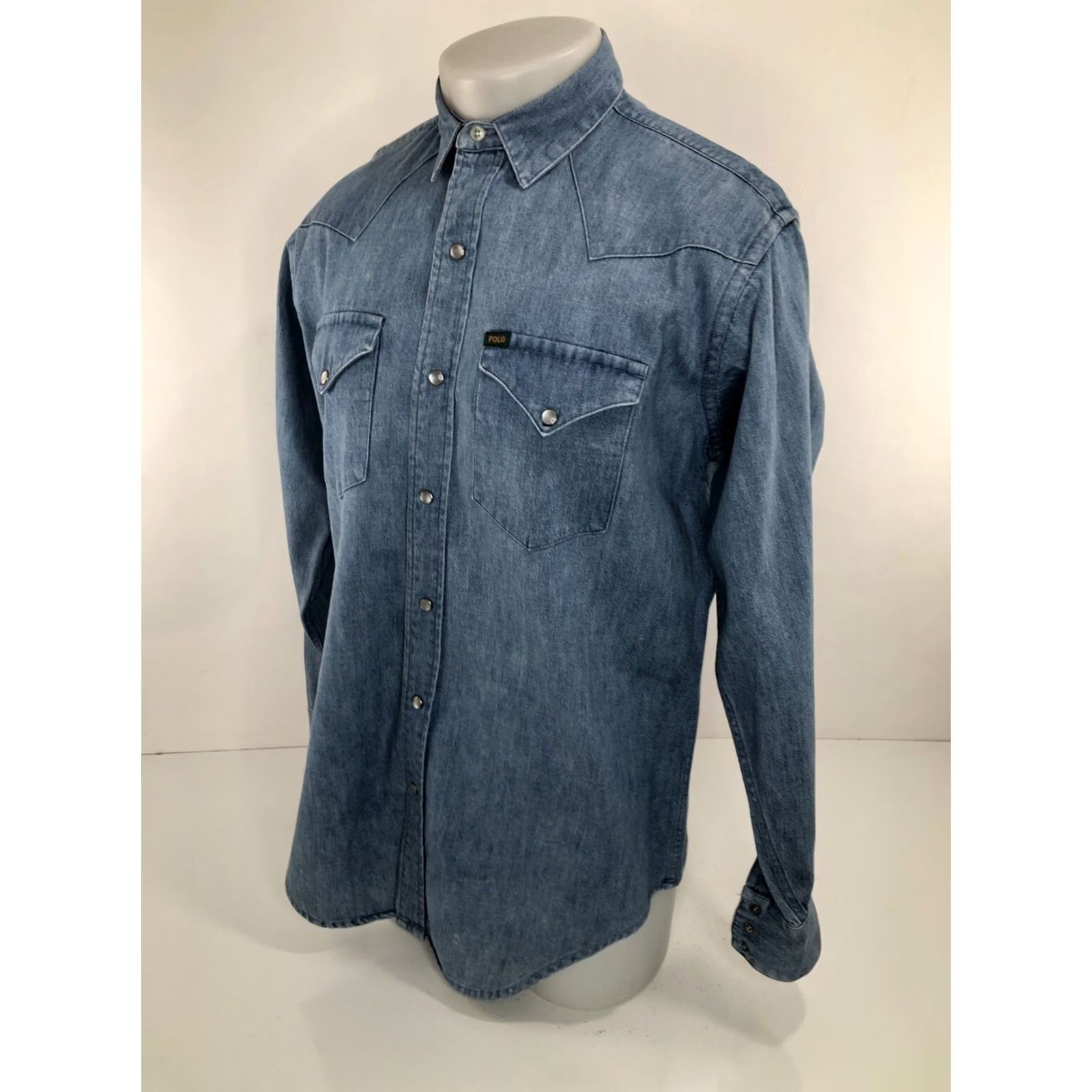 Polo Ralph Lauren VINTAGE Polo / Ralph Lauren Western Shirt Denim Long Sleeve Snap XL Blue Mens L-XL Size US XL / EU 56 / 4 - 3 Thumbnail