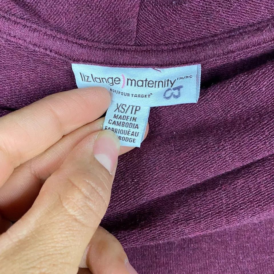 Other Liz Lange Maternity Top Women's XS Long Sleeve Burgundy Size XS / US 0-2 / IT 36-38 - 3 Thumbnail