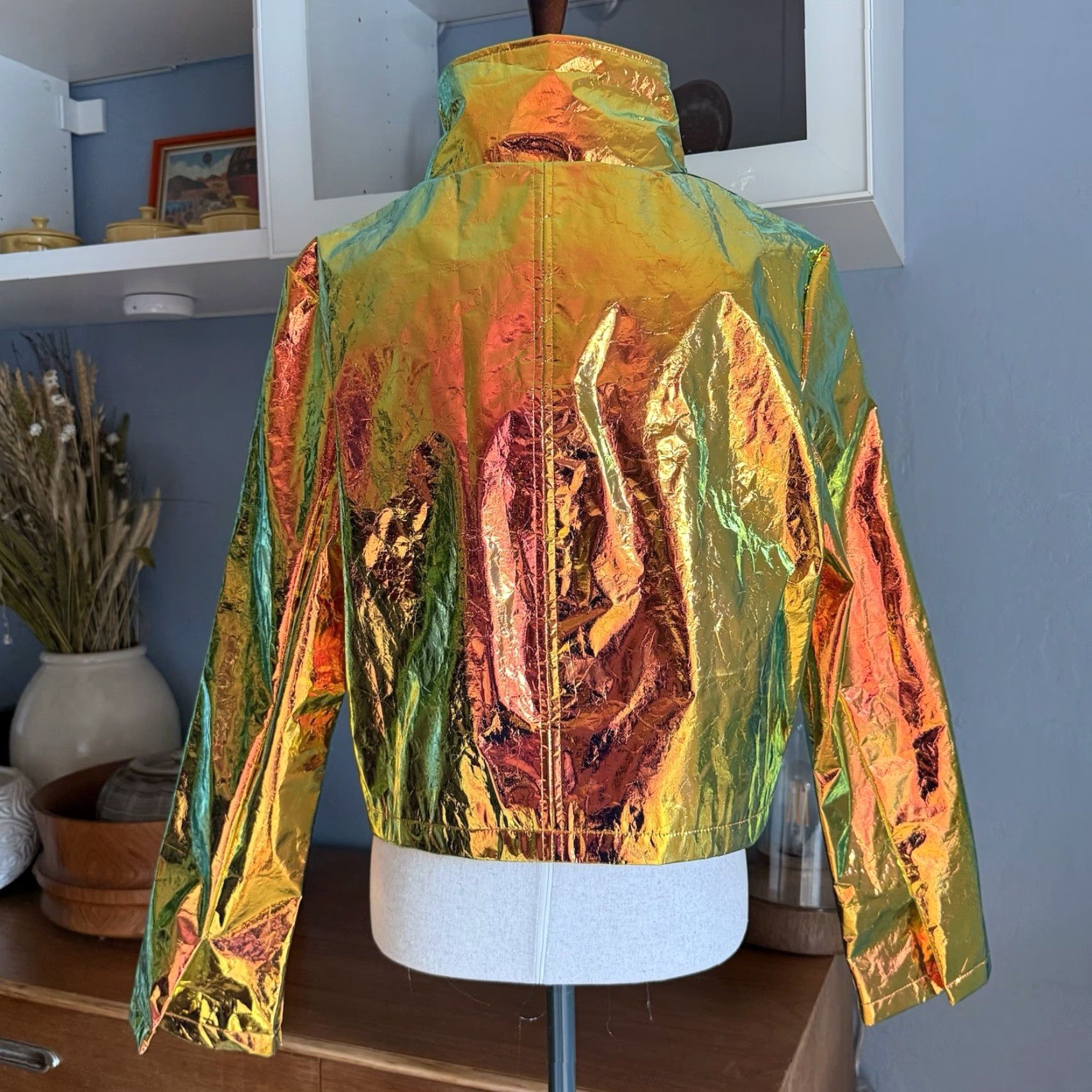 Jaded London Jaded London Copper Holographic Cropped Jacket & Mini Skirt Set Sz L - Multicolor, 2 Piece Outfit, Women Size 36" / US 14 / IT 50 - 4 Thumbnail