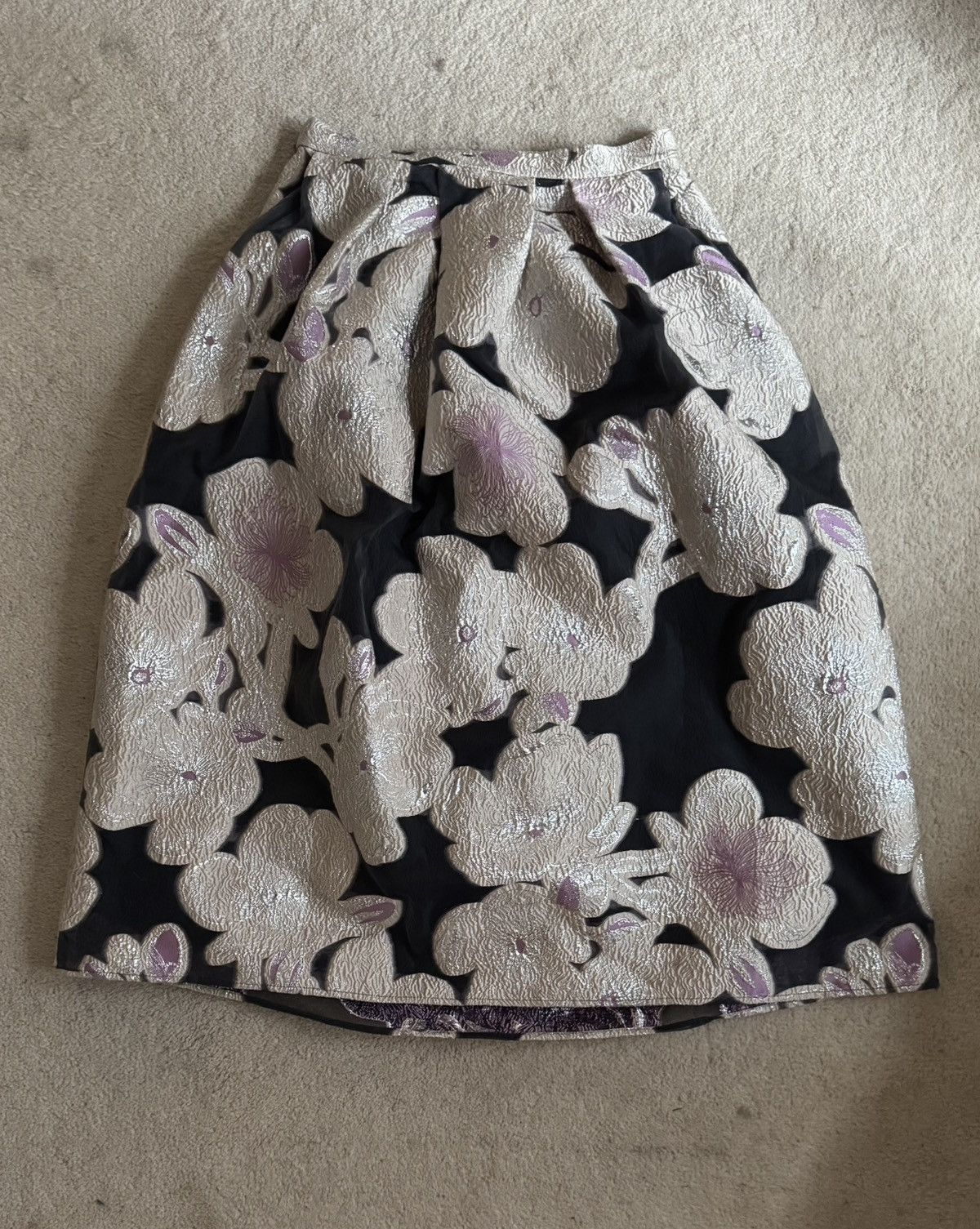 Stine Goya Black Organdy Skirt with Floral Embroidery Size 28" / US 6 / IT 42 - 2 Thumbnail