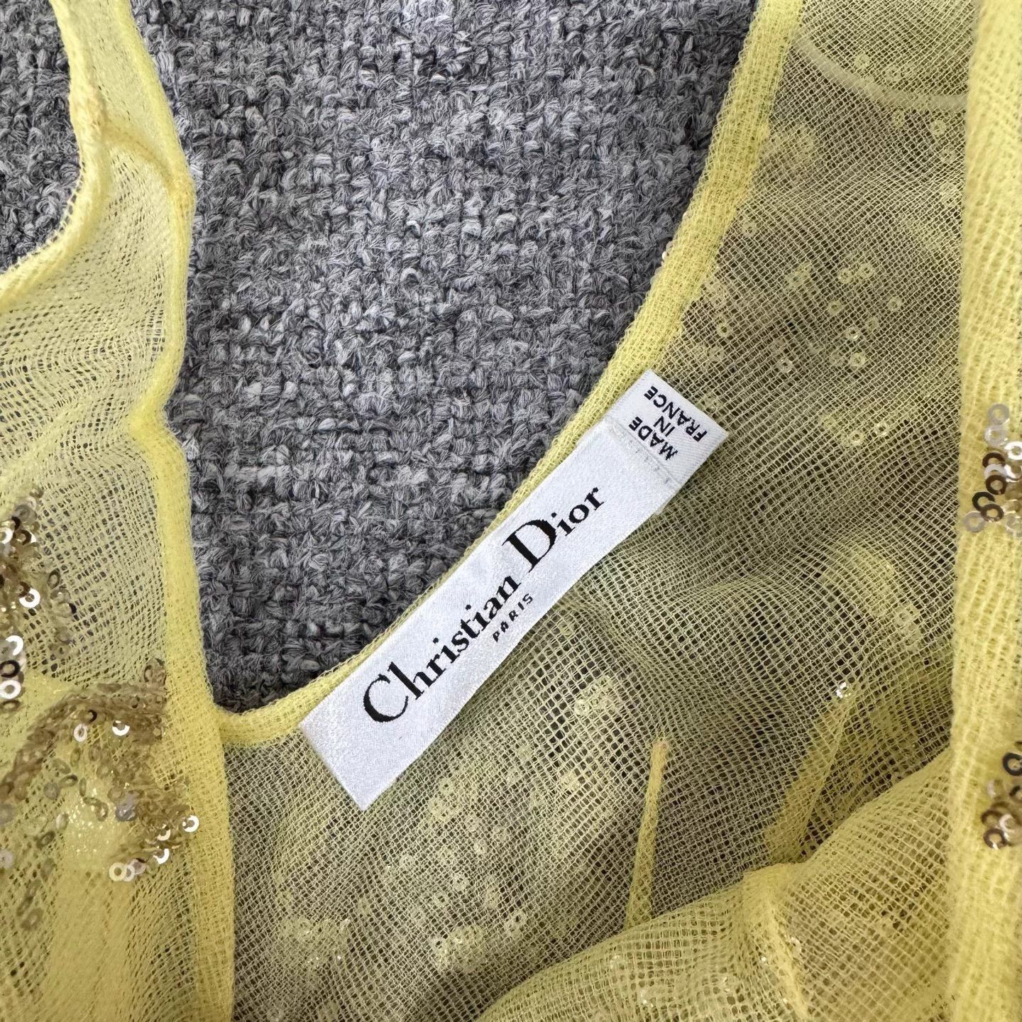 Dior Dior SS Sequin Floral Yellow Tulle Dress 36 99New Size S / US 4 / IT 40 - 4 Thumbnail