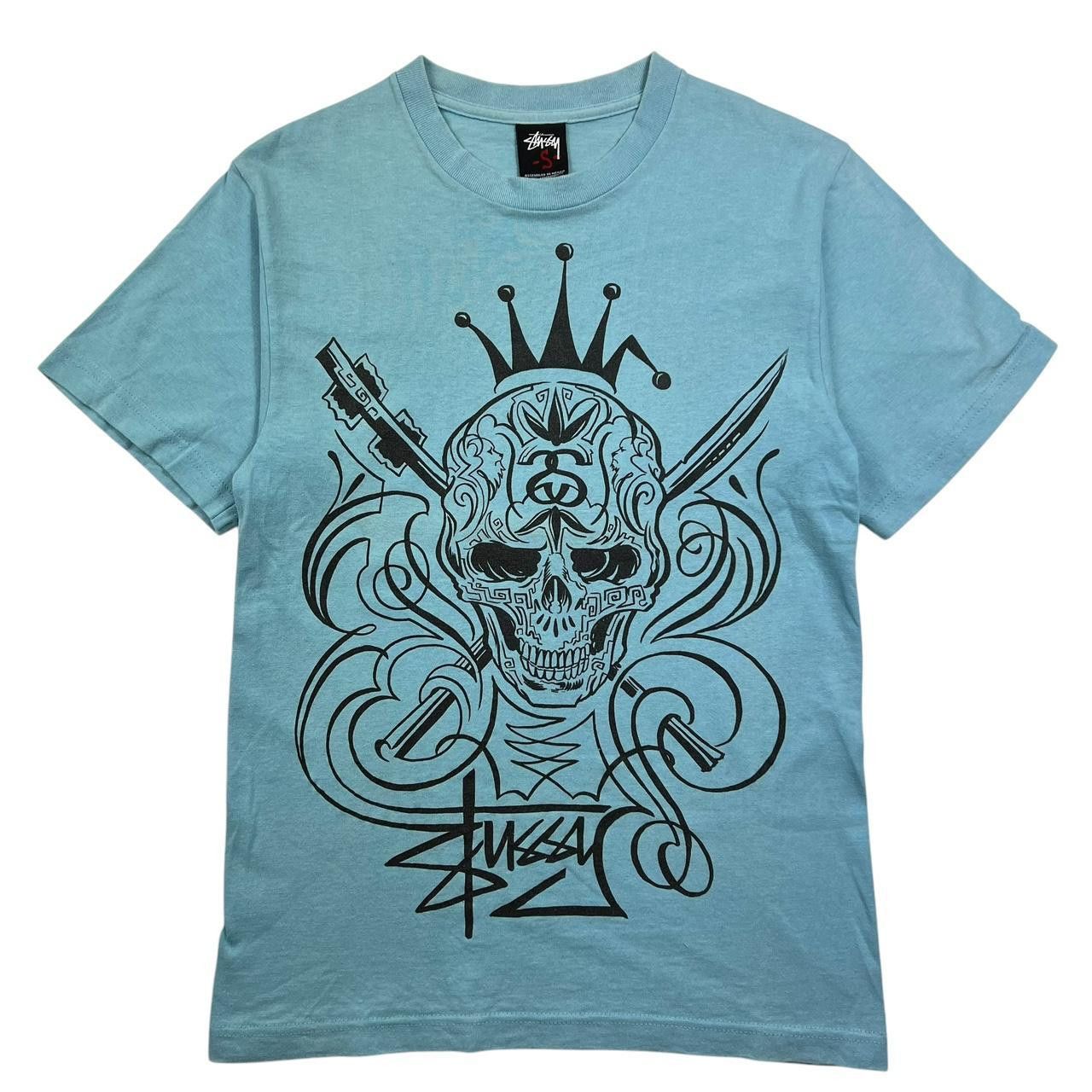 Stussy Vintage 2000s Stussy Skull T-Shirt Blue - Small Size US S / EU 44-46 / 1 - 1 Thumbnail