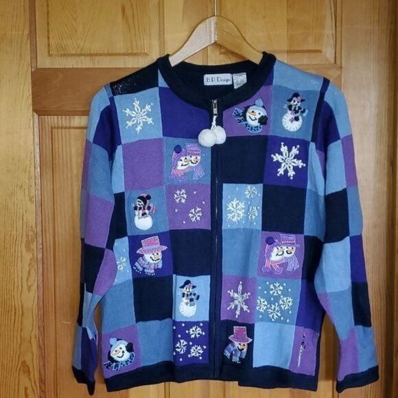 Designer B.P. Design Sz L Blue Embellished & Embroidered Holiday Full Size L / US 10 / IT 46 - 2 Thumbnail