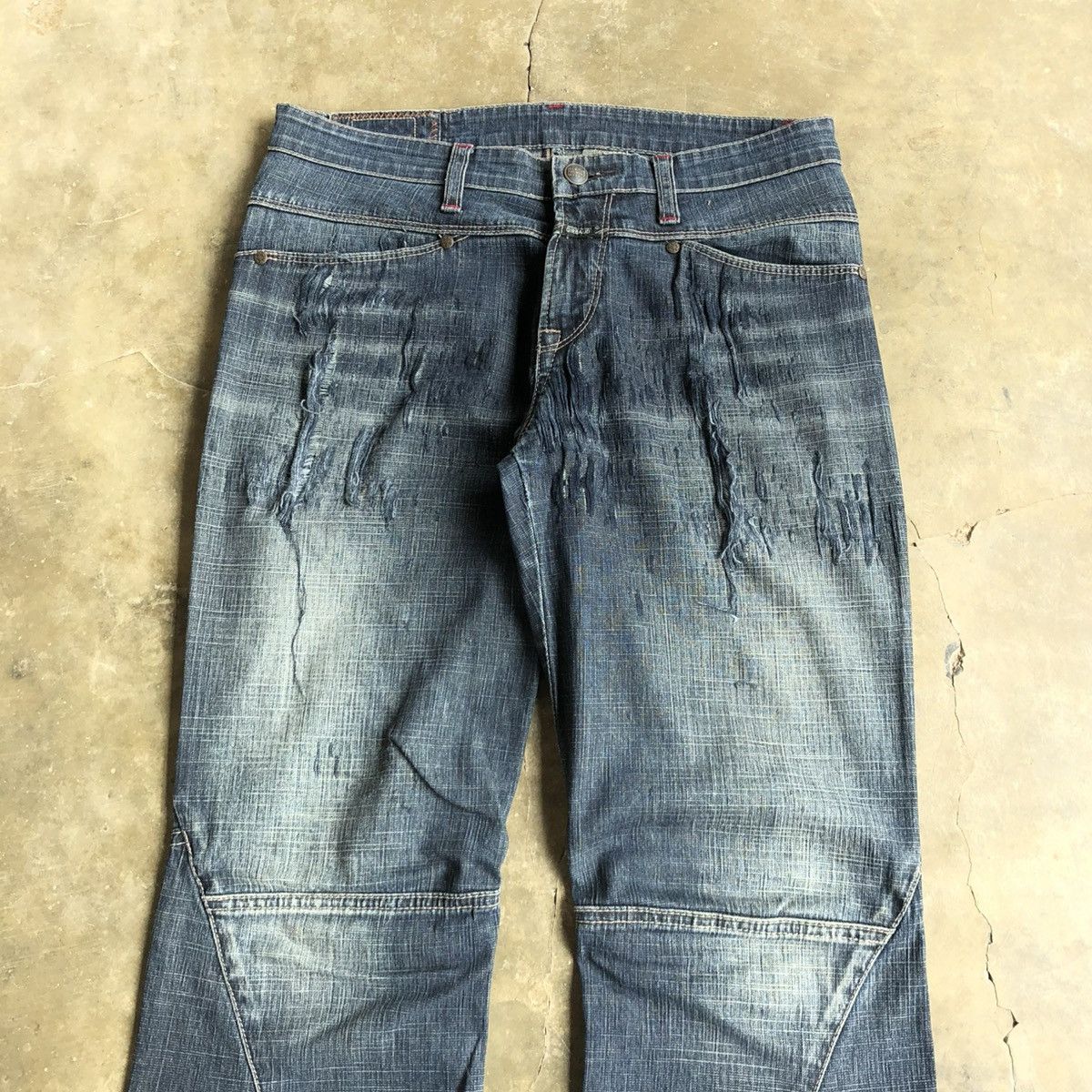 Marithe + Francois Girbaud 2000s Marithe + Francois Girbaud Distressed Bootcut Jeans Size US 29 - 2 Thumbnail
