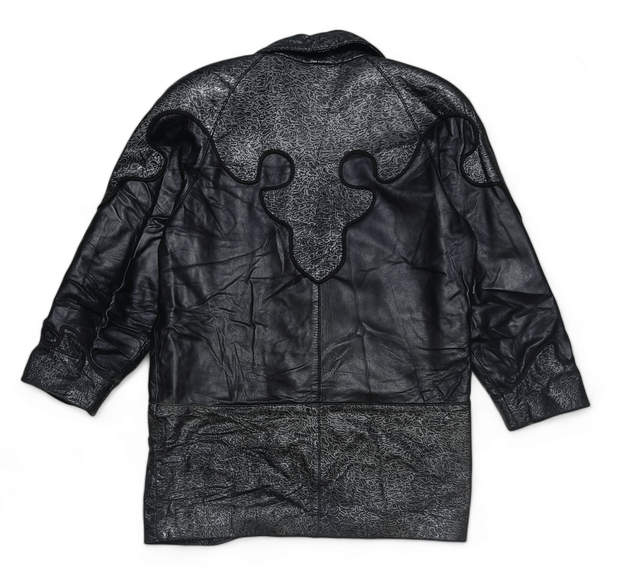 Other Vintage LUMINOUS Unique Design Motifs Leather Coat Jacket Size M / US 6-8 / IT 42-44 - 2 Thumbnail