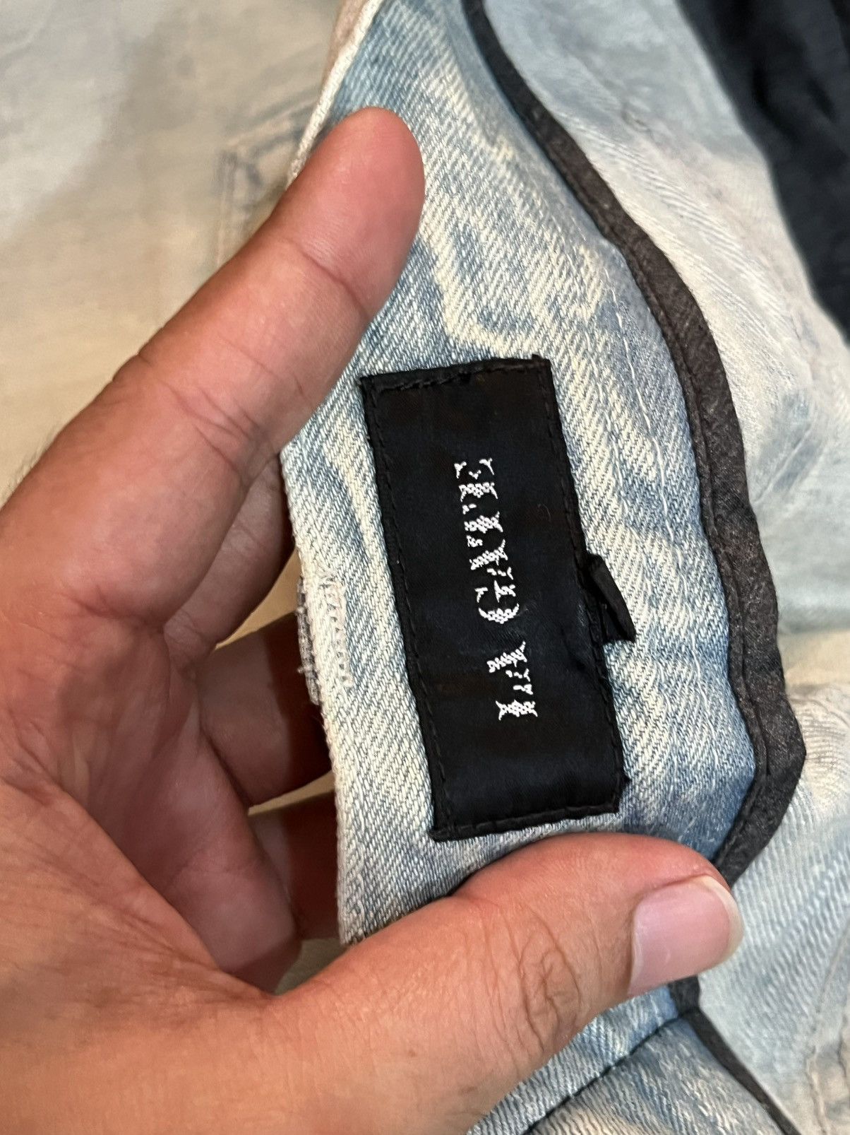 If Six Was Nine Japanese Brand La Gate Acid Blue Whisker Ripped Flare Jeans Size US 31 - 16 Thumbnail