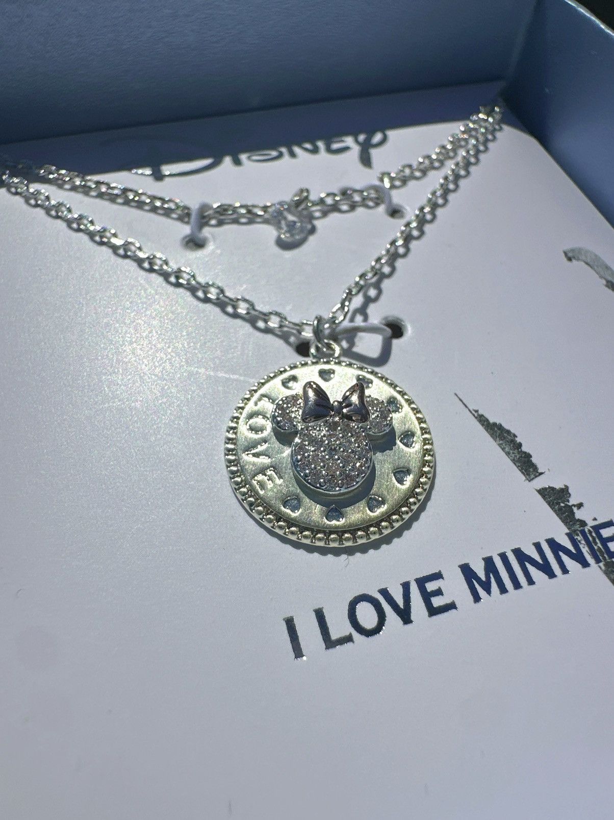 Designer Disney necklace silver tone rose gold bow “I love Minnie” Size ONE SIZE - 6 Thumbnail
