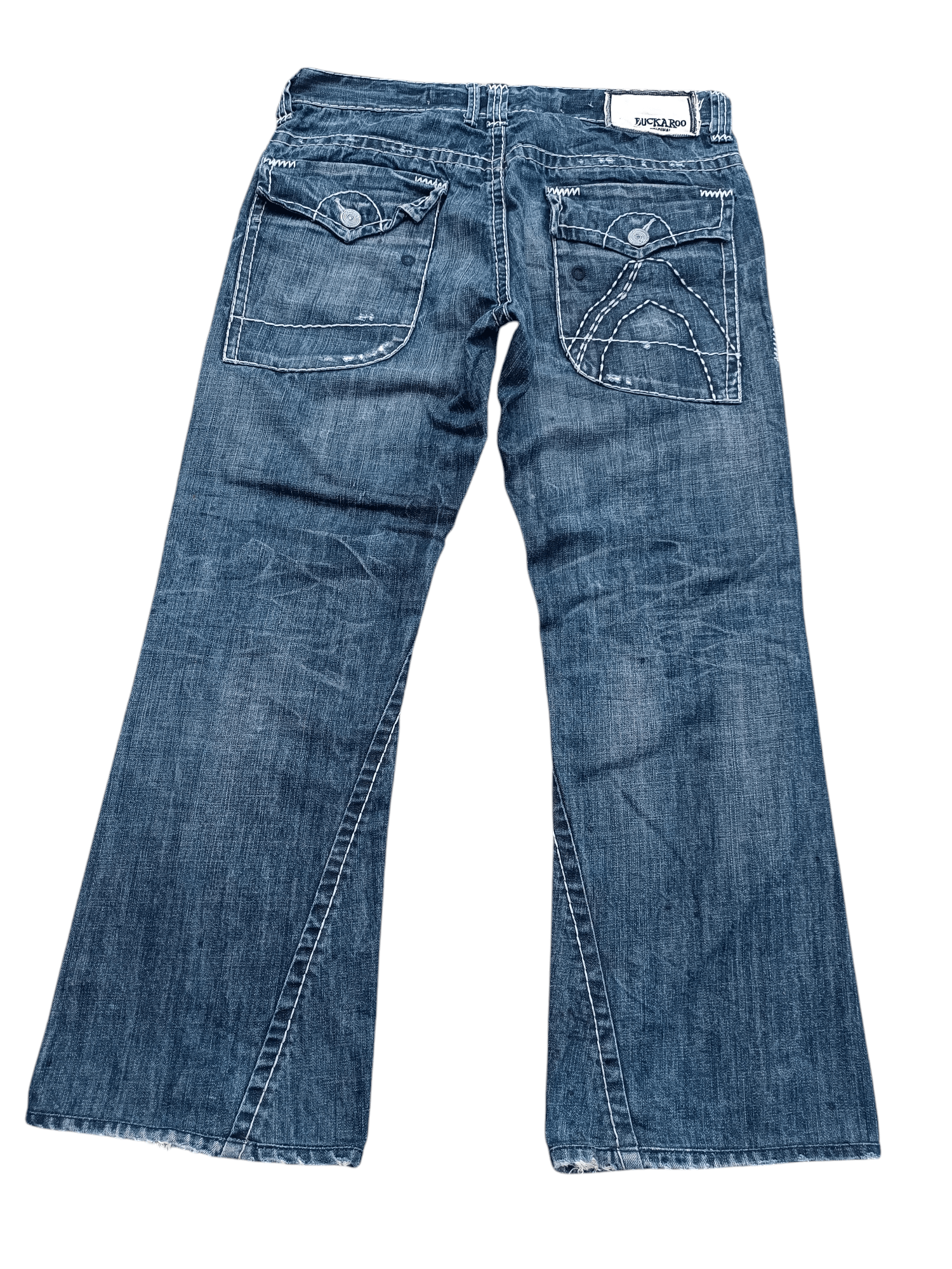 Japanese Brand FLARED💥BUCKAROO DISTRESSED DENIM PANT Size US 35 - 13 Thumbnail