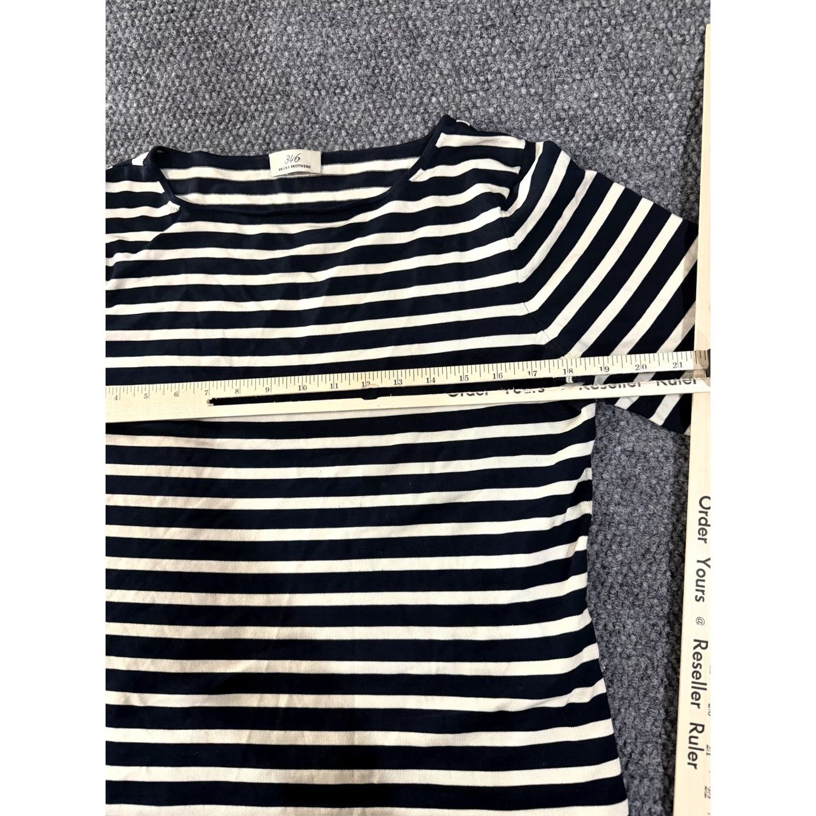 Brooks Brothers Brooks Brothers Shirt Womens M Blue Stripe 3/4 Sleeve Boat Neck Jersey Top Size M / US 6-8 / IT 42-44 - 7 Thumbnail