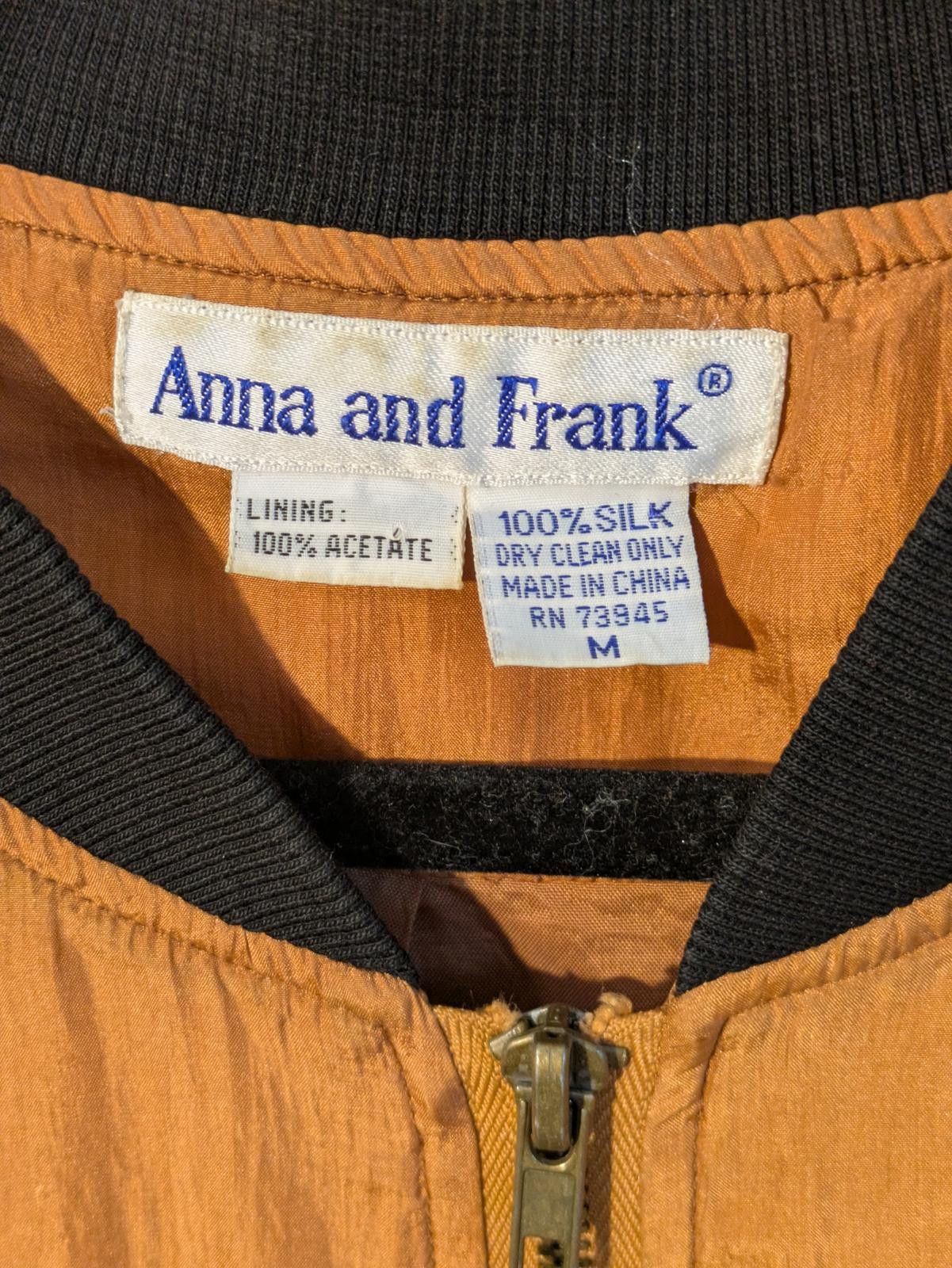 Other Vintage 80s Anna & Frank 100% Silk Orange Bomber Jacket EUC Size M / US 6-8 / IT 42-44 - 3 Thumbnail