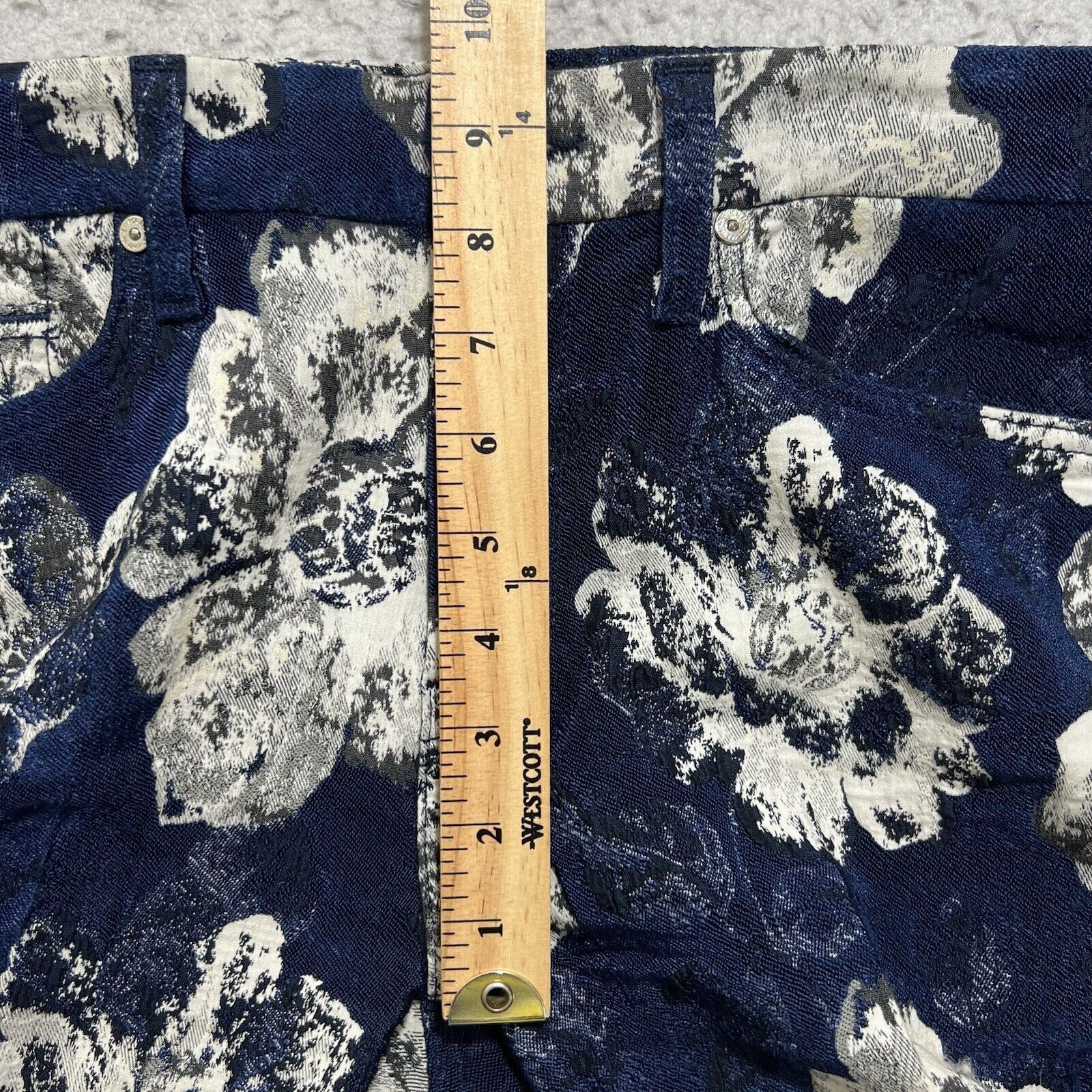 7 For All Mankind 7 For All Mankind Floral Ankle Jacquard Skinny Pants Blue Size 29" - 10 Thumbnail