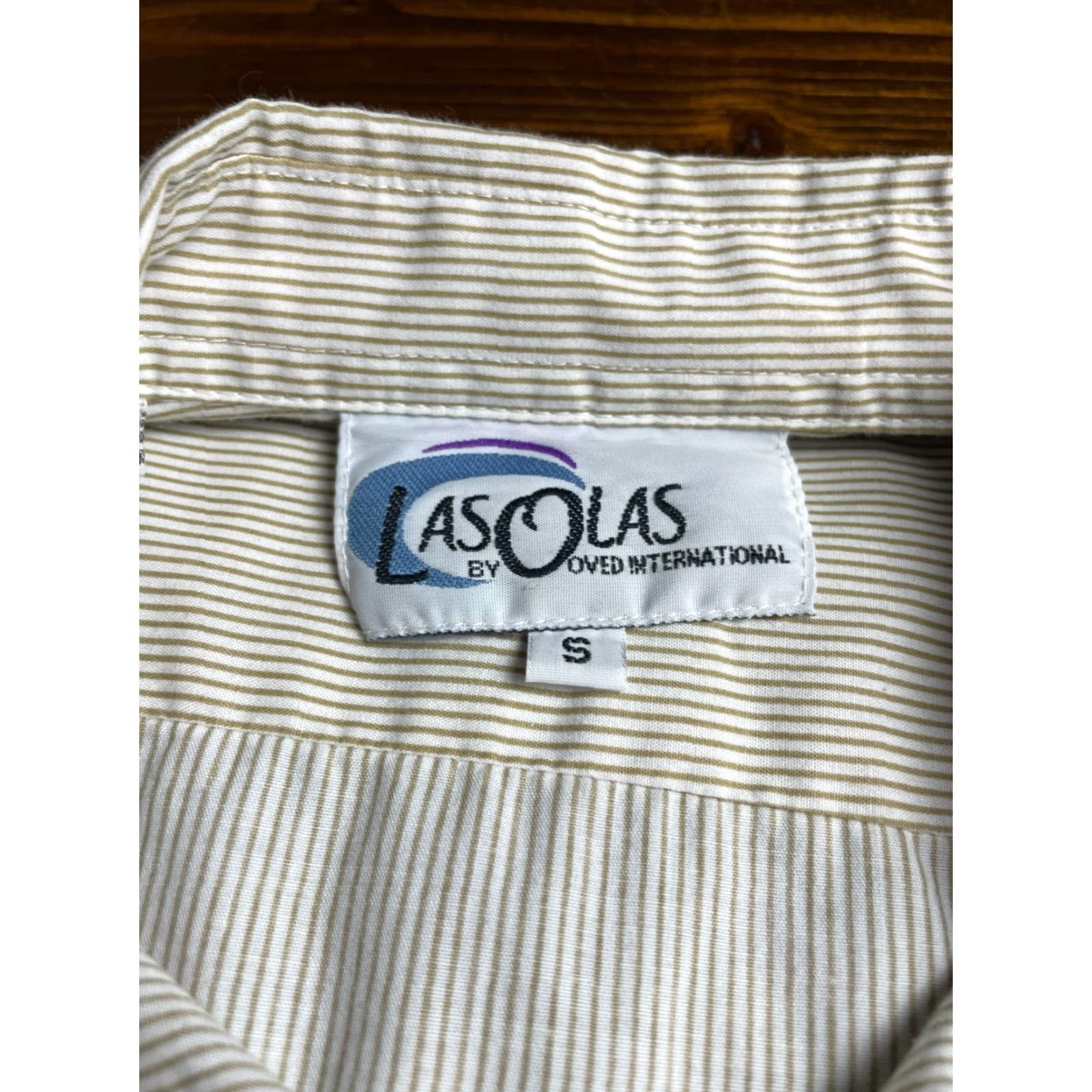 Vintage Las Olas Shirt Womens Small Cream Brown Striped Floral Embroidered Humming Bird Size S / US 4 / IT 40 - 8 Thumbnail