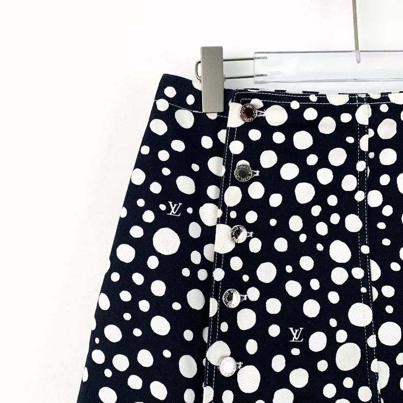 Louis Vuitton Louis Vuitton Yayoi Kusama 23 Black Polka Dot Cotton Casua Size 41" - 3 Thumbnail