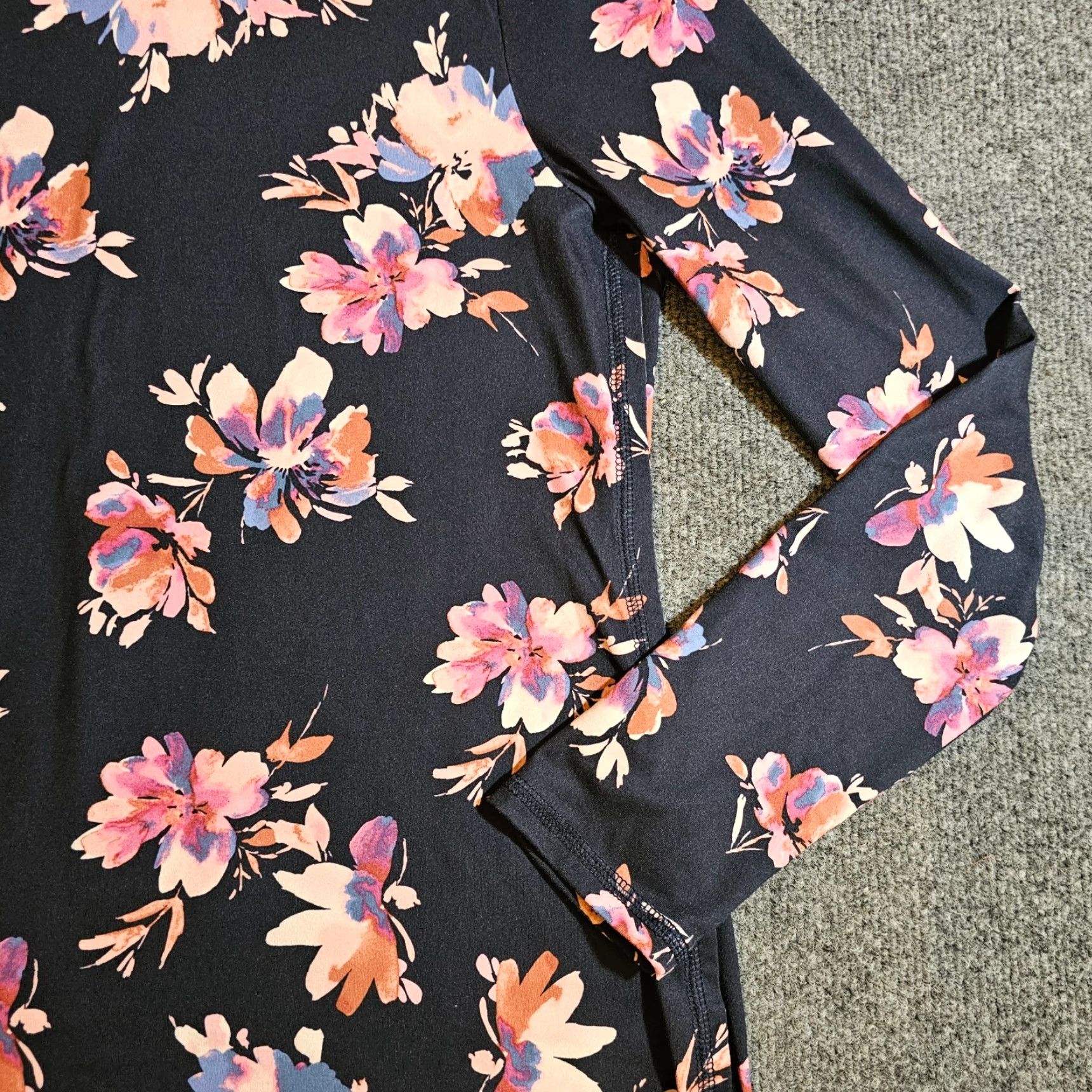 J. Jill J Jill Top Womens XS Black Floral Performance Long Sleeve Stretchy Casual Shirt Size XS / US 0-2 / IT 36-38 - 4 Thumbnail