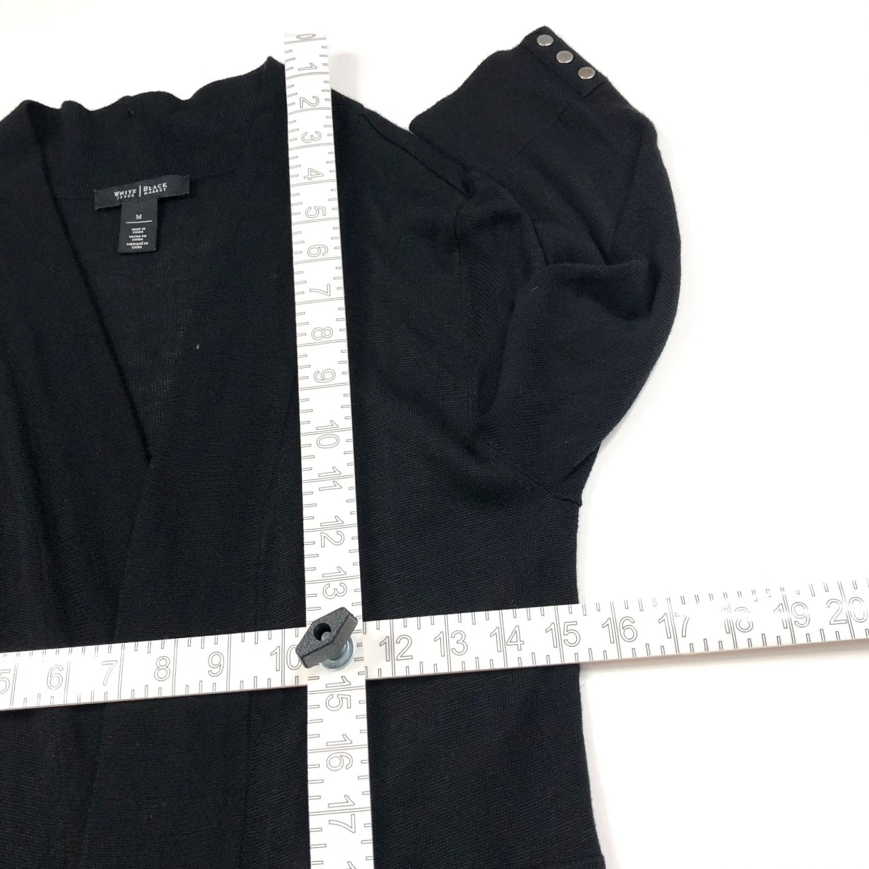 White House Black Market White House Black Market Cardigan Sweater Open Front Black Knit M Womens Long Sleeve V-Neck Size M / US 6-8 / IT 42-44 - 6 Thumbnail