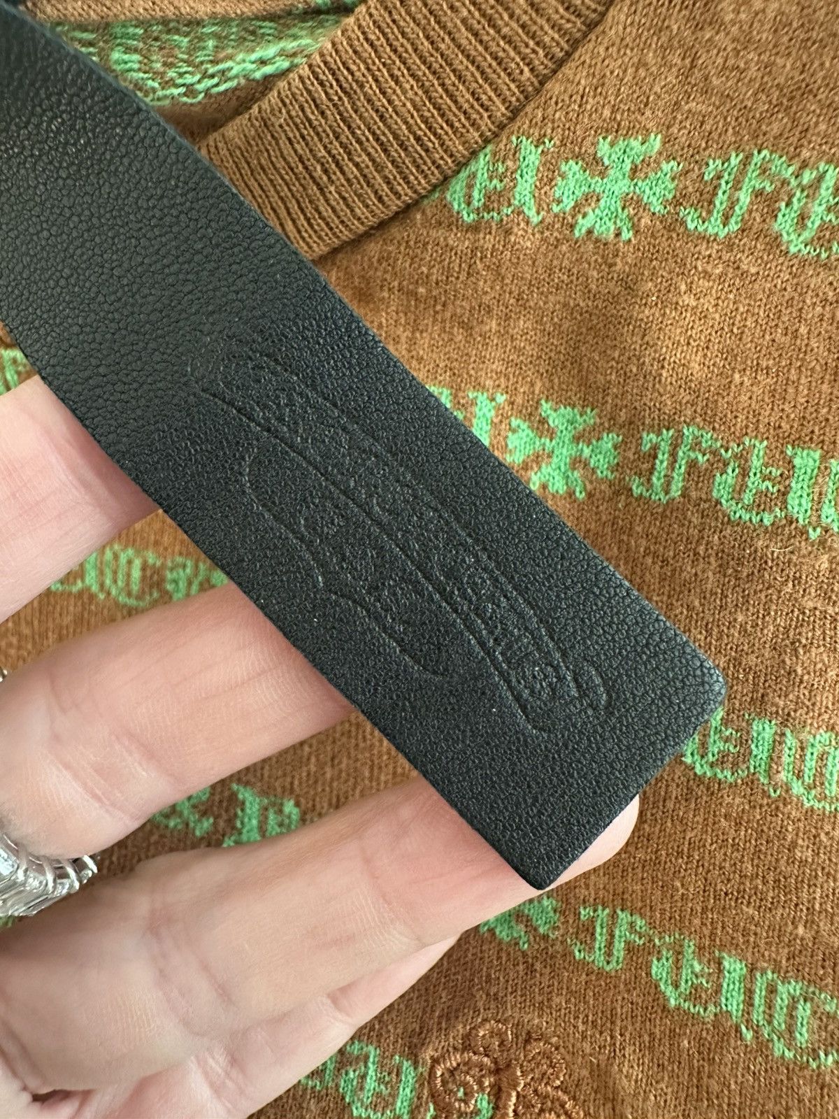 Chrome Hearts F*CK YOU STRIPE LOGO TEE "BROWN/GREEN" Size US XS / EU 42 / 0 - 2 Thumbnail