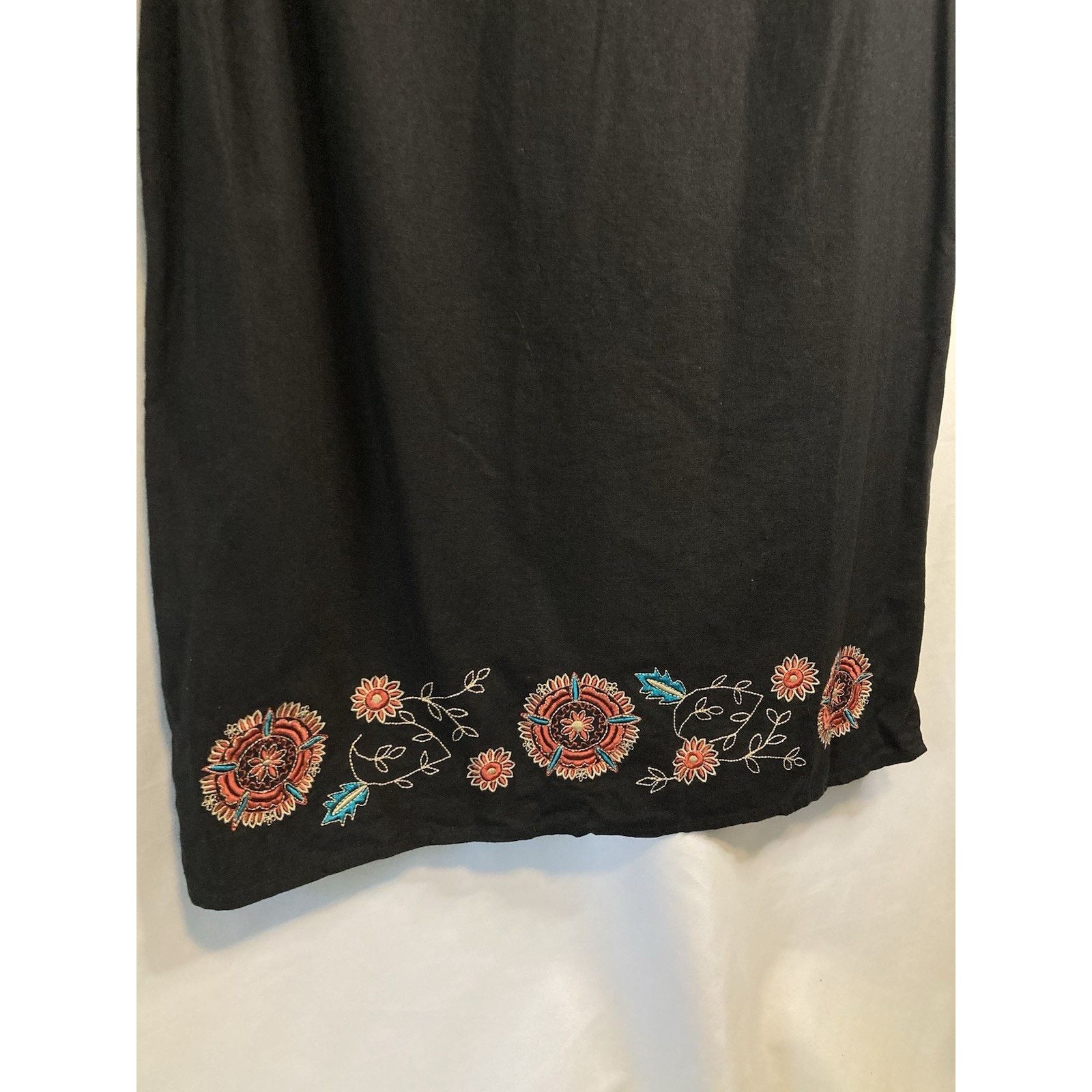 Other Vintage Linen Tunic Black Embroidered Dress Size 12 Boho Size XL / US 12-14 / IT 48-50 - 3 Thumbnail