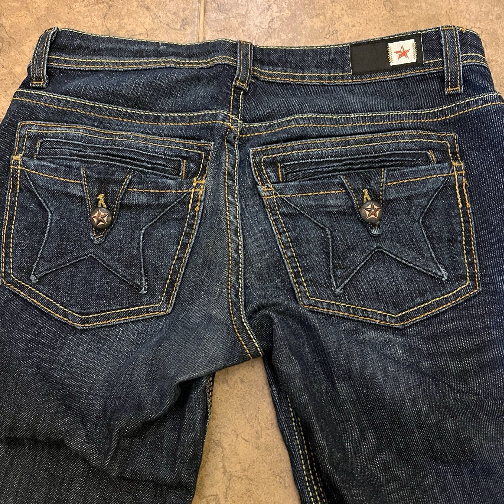Vintage PEOPLE'S LIBERATION Jeans Bootcut Womens Size 26 Star Pockets Denim Blue 5-Pocket Design Distressed Bootcut Stars Modern Jeans Women’s Size 26" / US 2 / IT 38 - 2 Thumbnail