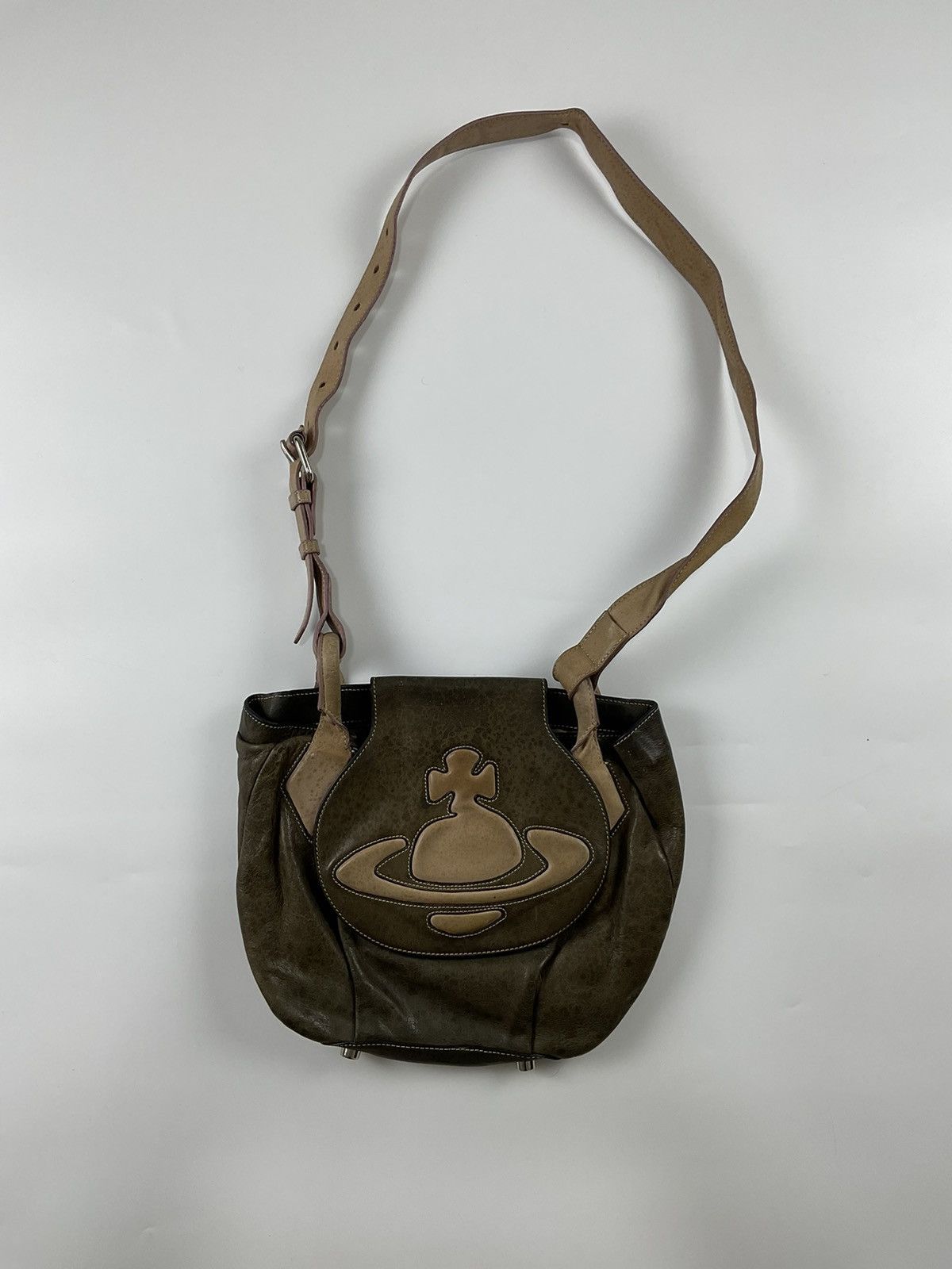 Vivienne Westwood Orb Leather Sling Bag in Brown, Men's