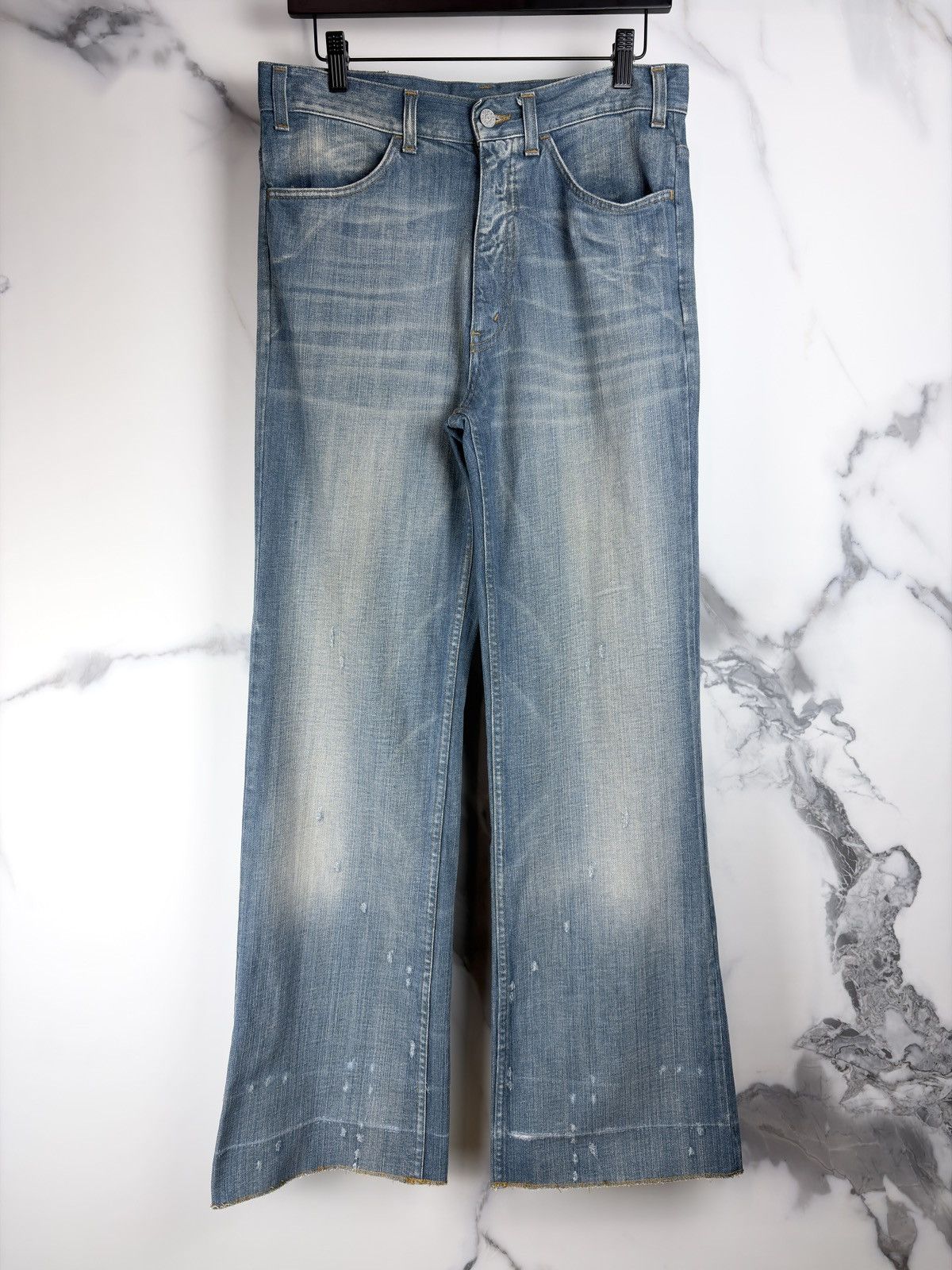 Gucci Tom Ford Wide Leg Flared Faded Blue Denim Jeans
