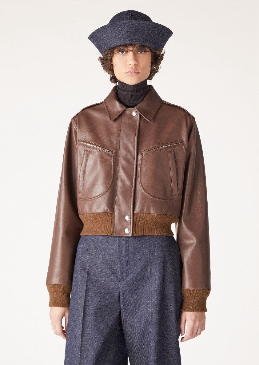 Loro Piana o1srvl11e0825 FAN3547 Cropped Leather Bomber Jacket in Brown Size S / US 4 / IT 40 - 3 Thumbnail