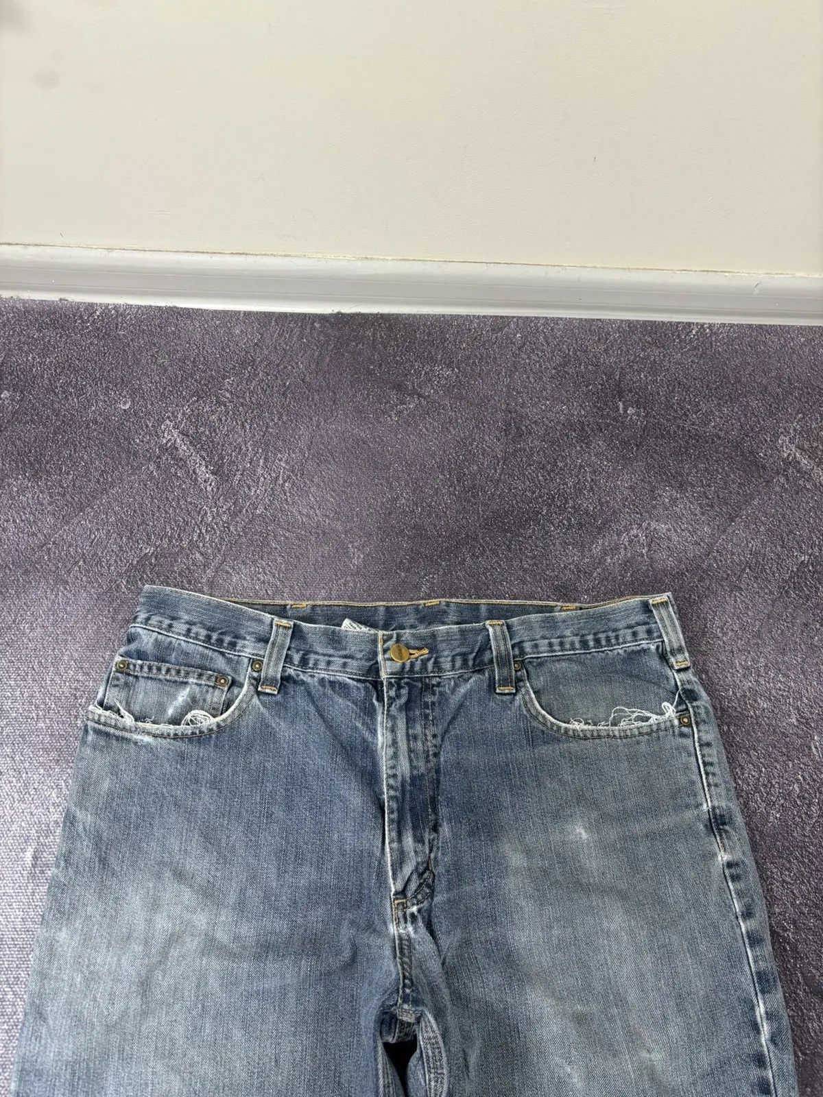 Carhartt × Vintage Vintage Carhartt Y2K Faded Denim Hype Work Baggy Jeans Size US 36 / EU 52 - 9 Thumbnail