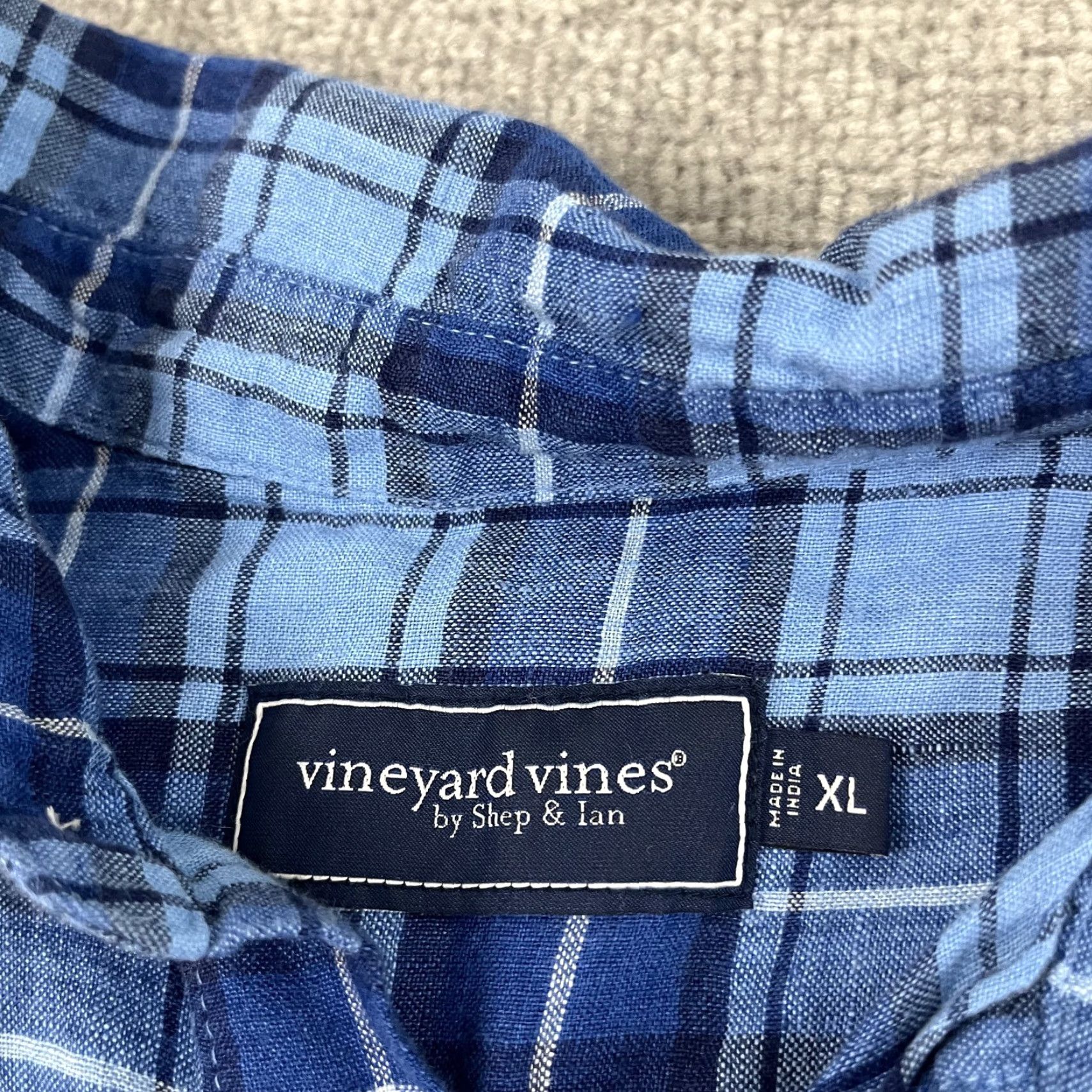Vineyard Vines Vineyard Vines Shirt Mens XL Extra Large Blue Plaid 100% Linen Button-Up Preppy Size US XL / EU 56 / 4 - 3 Thumbnail