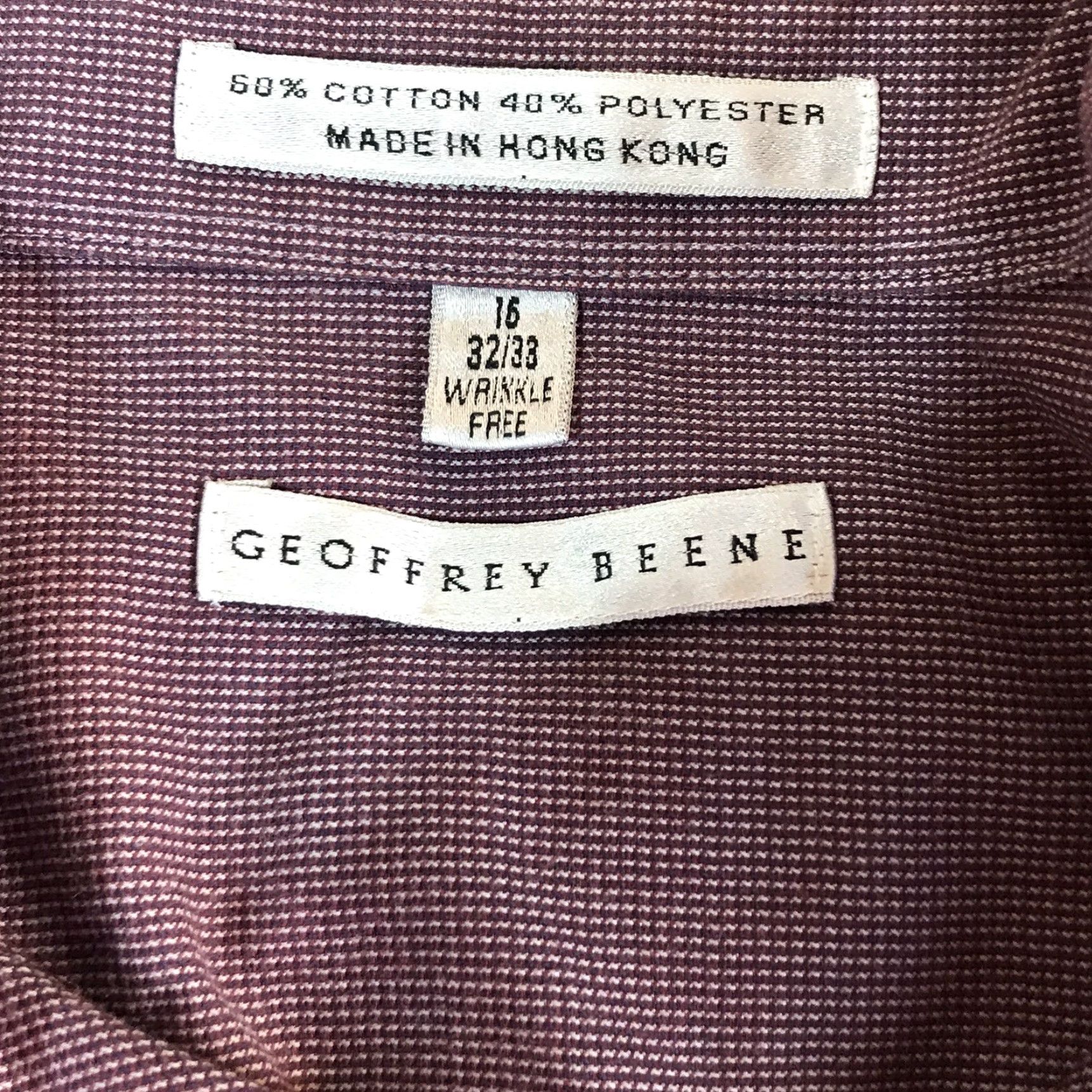 Geoffrey Beene Geoffrey Beene Burgundy/White Checked Dress Shirt Men’s Size 16 Regular Long Sleeve Wrinkle Resistant Size 42R - 3 Thumbnail