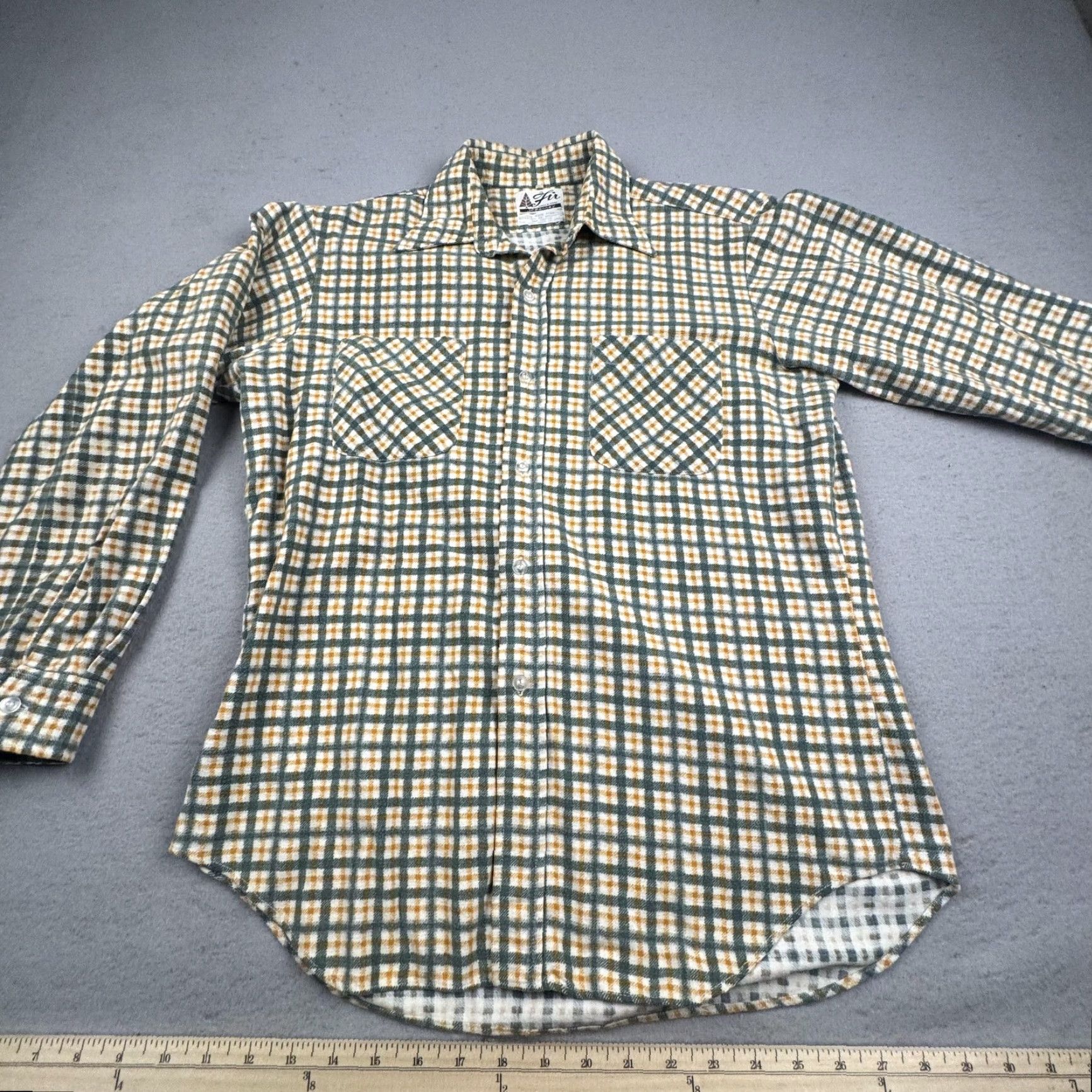 JCPenney VINTAGE JCPenney Fir Flannel Shirt Mens Green White Plaid Long Sleeve Button Up Size US M / EU 48-50 / 2 - 6 Thumbnail