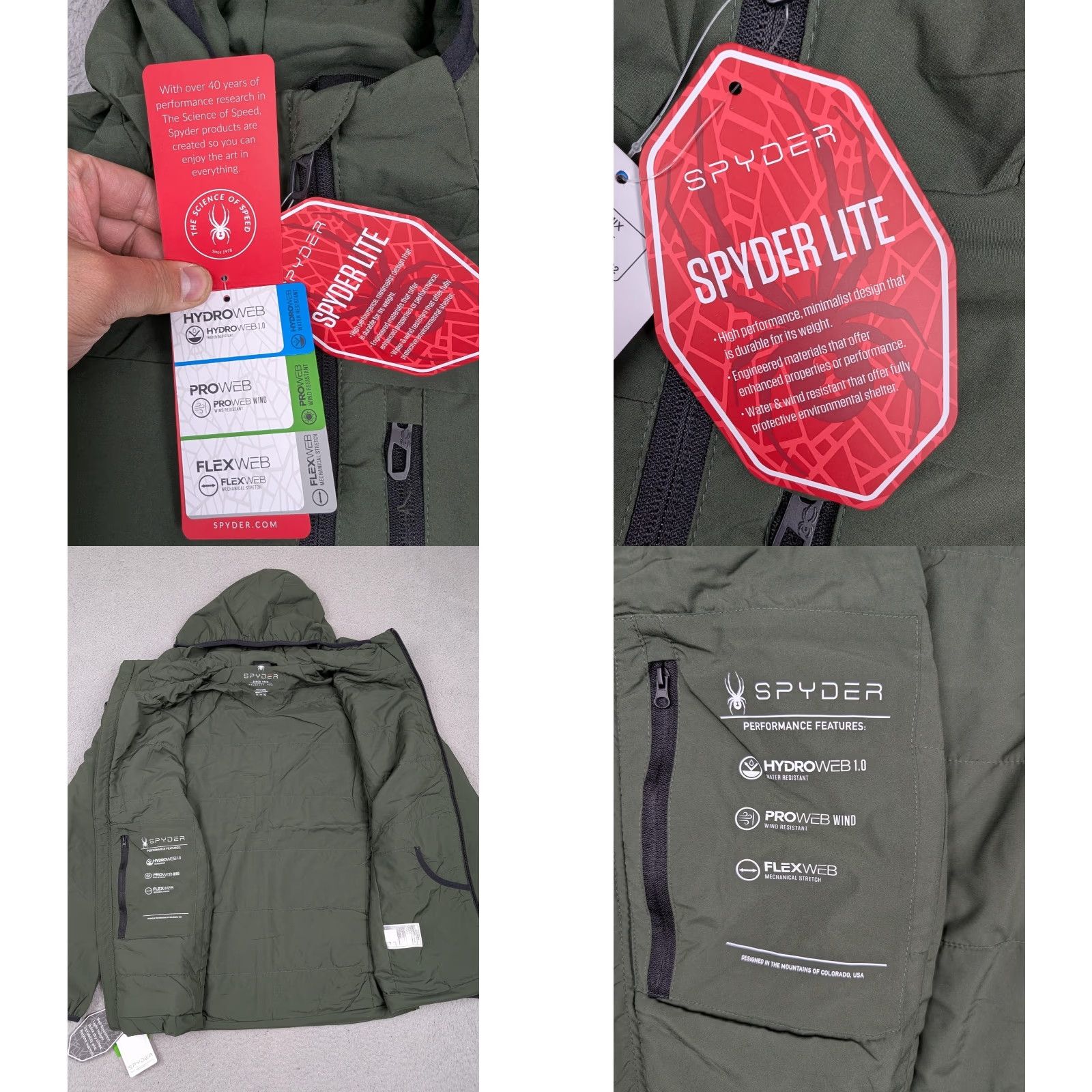 Spyder Spyder Jacket Mens M Olive Spyder Lite Hooded Hydroweb Proweb Flexweb New Size US M / EU 48-50 / 2 - 8 Thumbnail