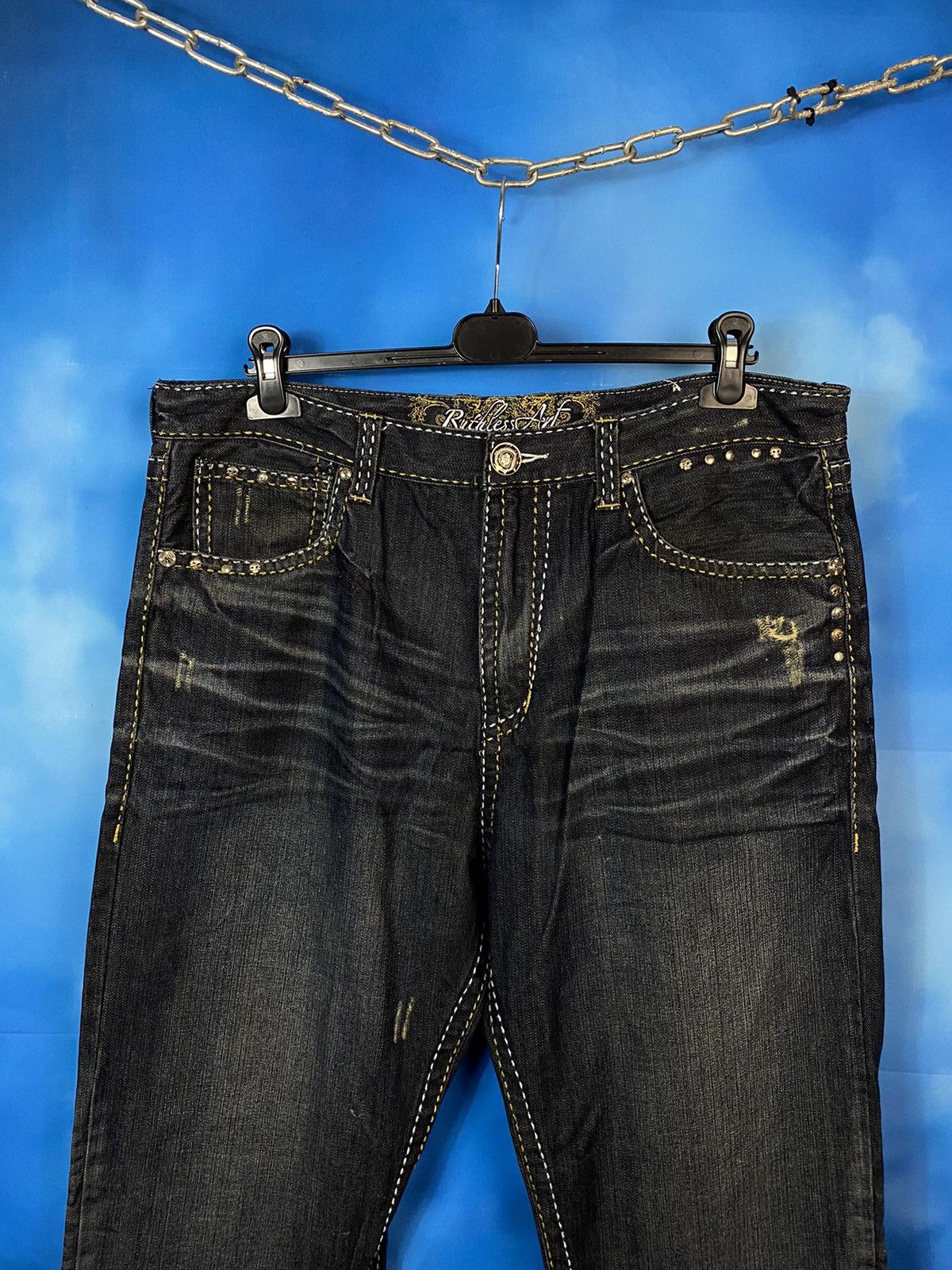 Japanese Brand × Vintage Ruthless Art sk8 rap baggy pants y2k Ed Hardy style Size US 38 / EU 54 - 8 Thumbnail