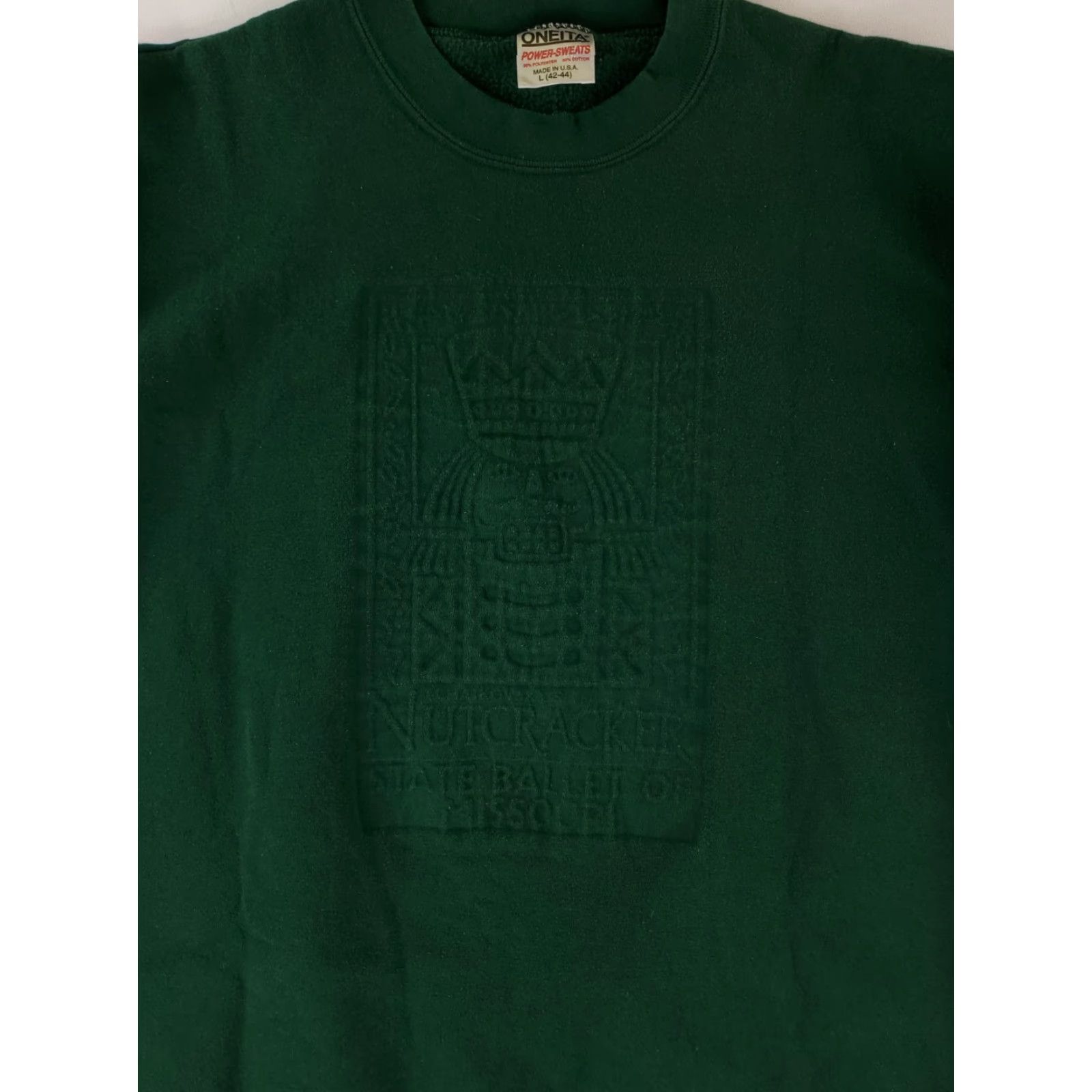Vintage VTG Oneita Nutcracker Sweatshirt Ballet Missouri Made USA Green Embossed Mens L Size US L / EU 52-54 / 3 - 3 Thumbnail
