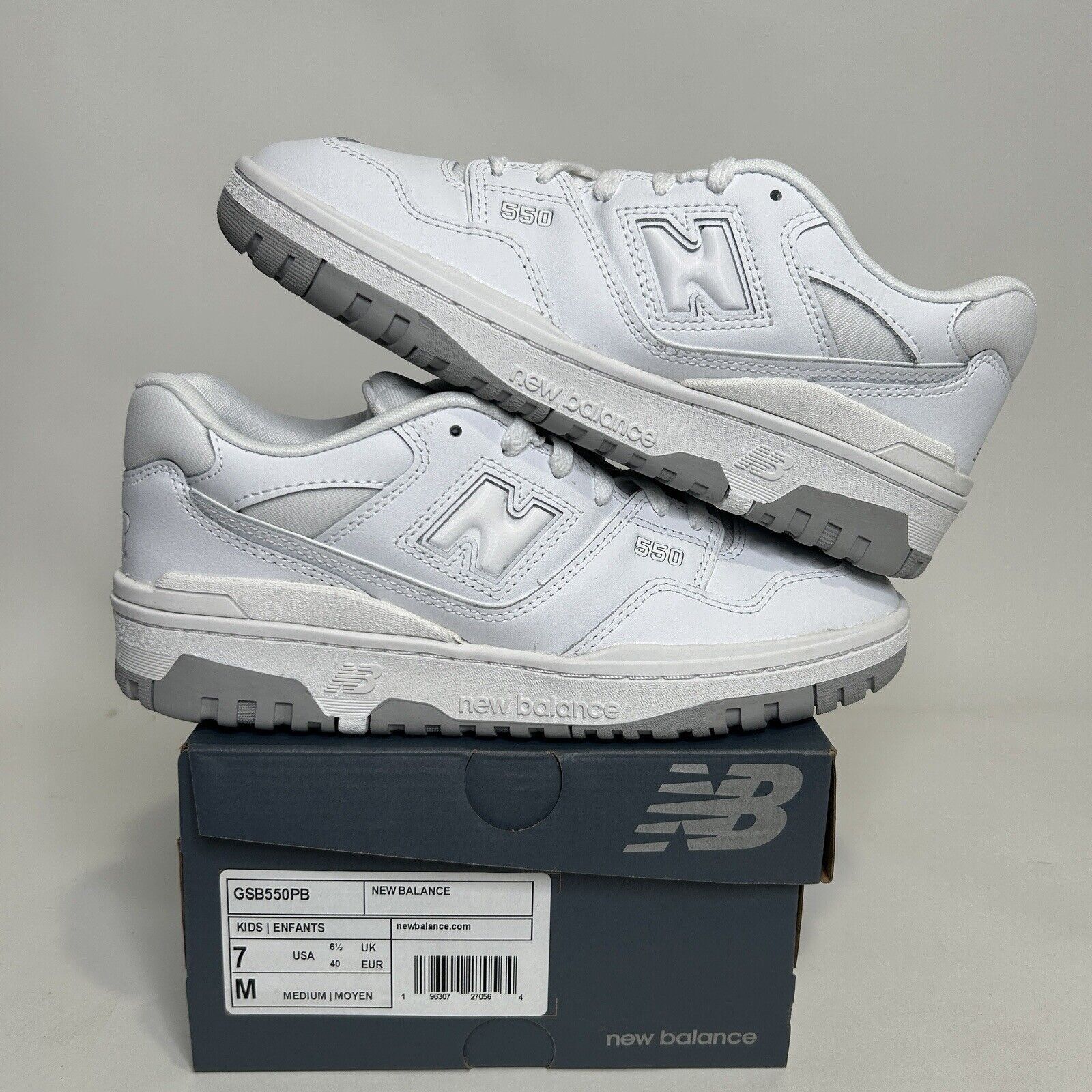 New Balance 550 Shoes GS “White Grey” 2024