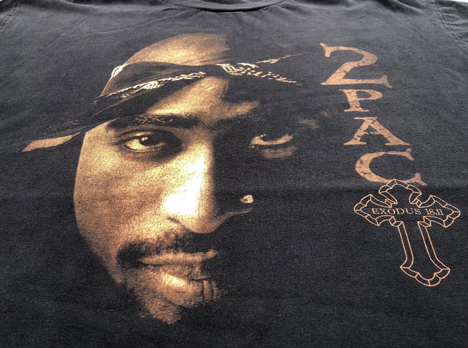 Band Tees 🔥Vintage 1998 2PAC Black Exodus Tupac Shakur Raptee T-Shirt Size US XL / EU 56 / 4 - 5 Thumbnail