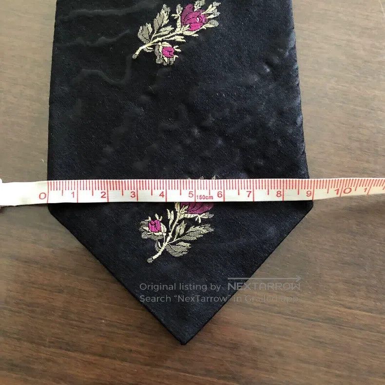 Dries Van Noten Dries Van Noten Embroidered Water Wave Pattern Silk Tie Size ONE SIZE - 5 Thumbnail