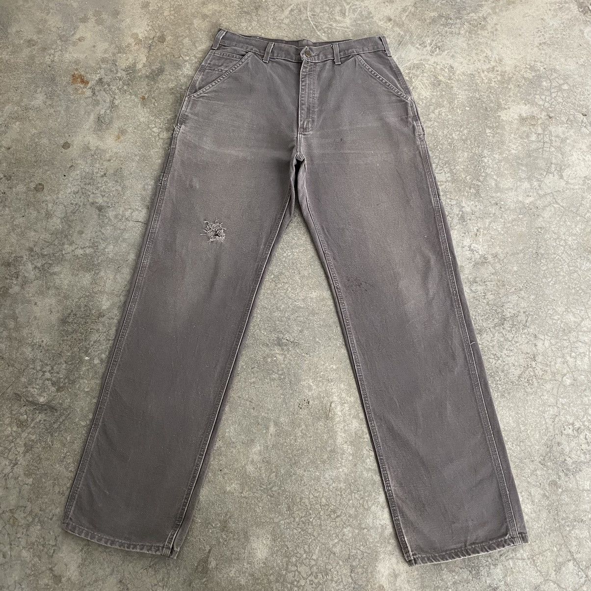 Carhartt Vintage Carhartt Faded Charcoal Grey Ripped Carpenter Pants Size US 34 / EU 50 - 1 Thumbnail
