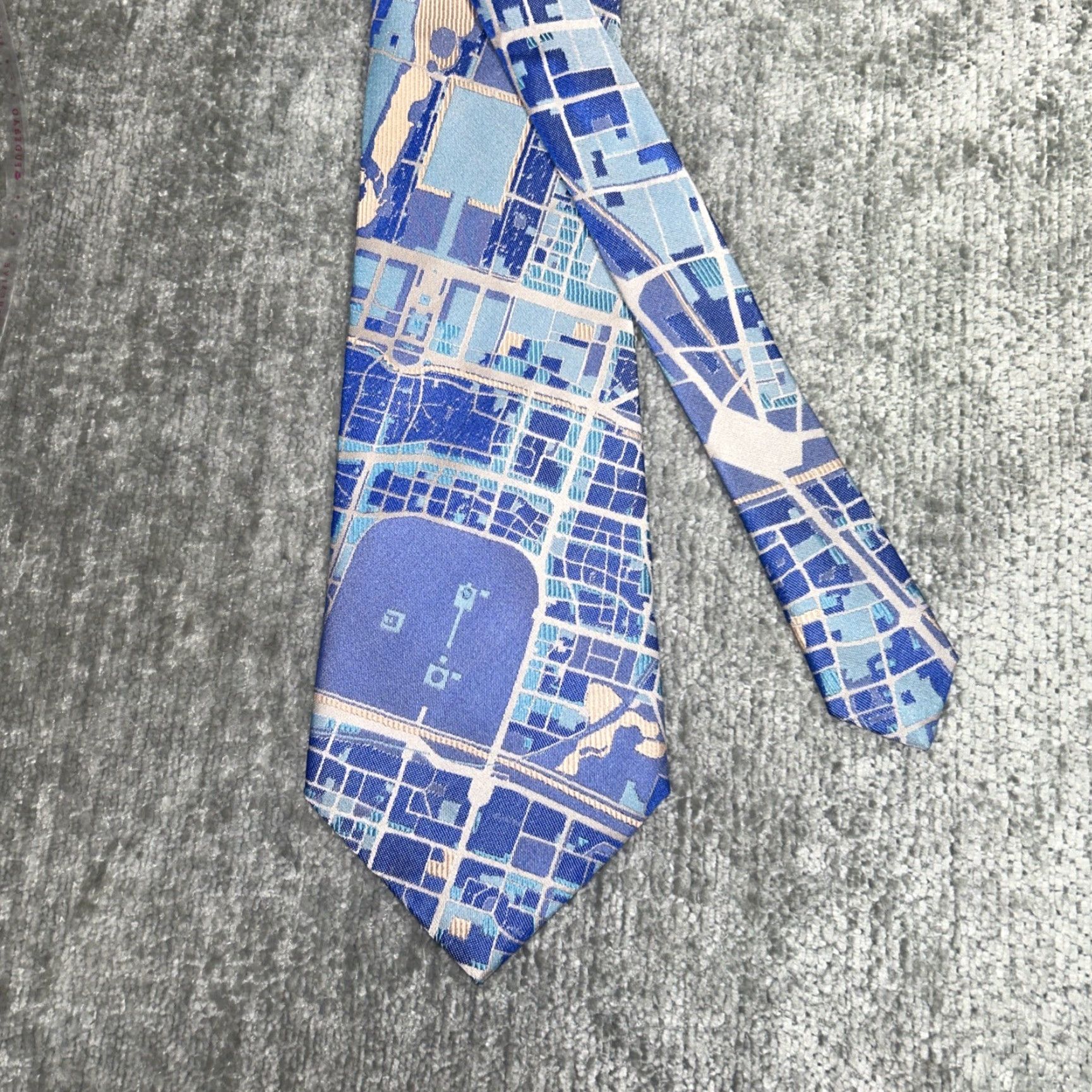 Vintage Deshifeng Neck Tie Blue Abstract Silk Silk Geometric Classic 57"-60" Adjustable Men Tie Size ONE SIZE - 5 Thumbnail