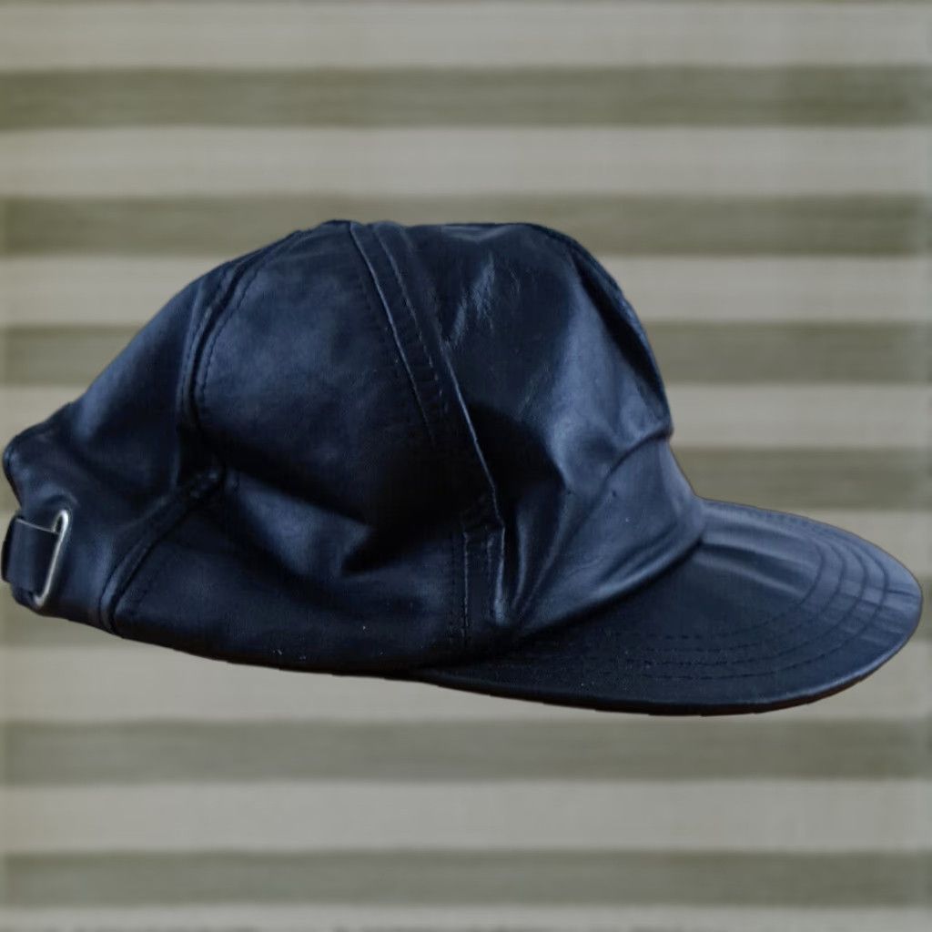 Vintage Seifter Associates Inc Baseball Cap Unisex Adults Leather Adjustable Black 80s Solid Pattern Vintage No Size ONE SIZE - 1 Thumbnail