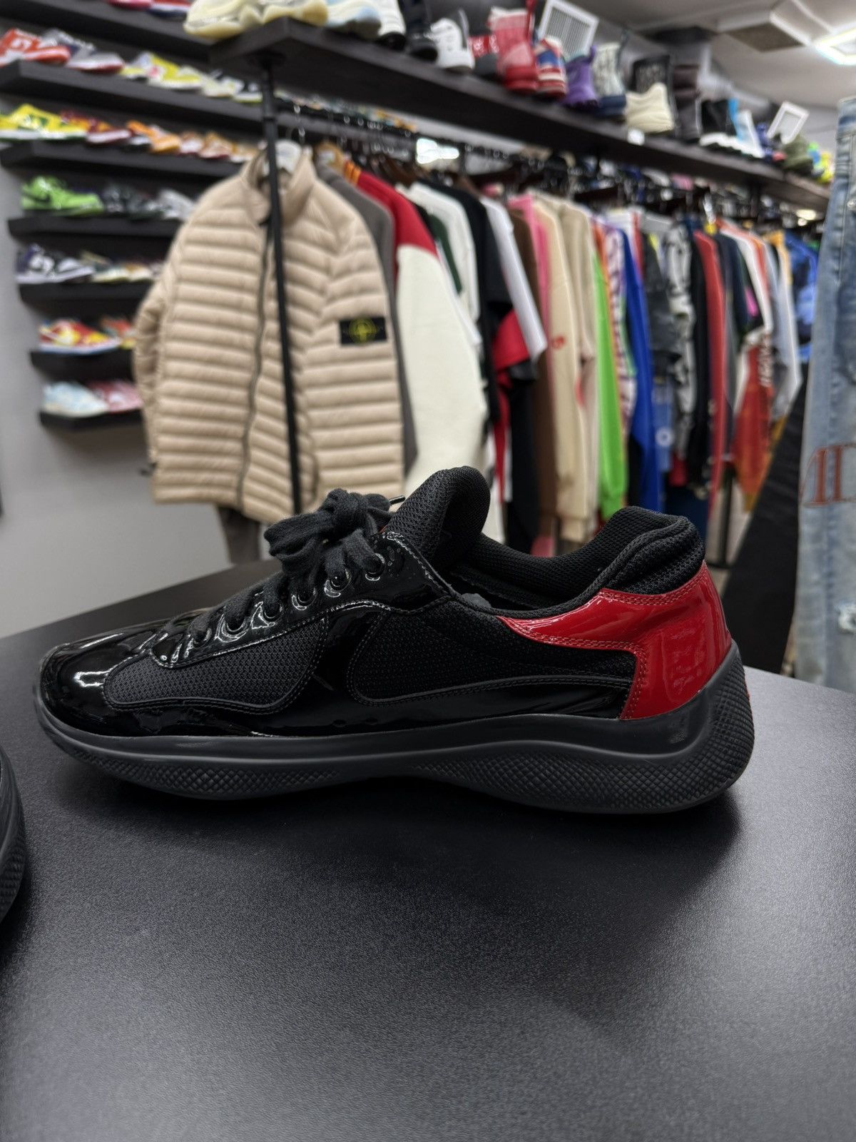 Prada Prada Americas Cup Sneaker Black Red Size 11 US 10 Prada Size US 11 / EU 44 - 16 Thumbnail