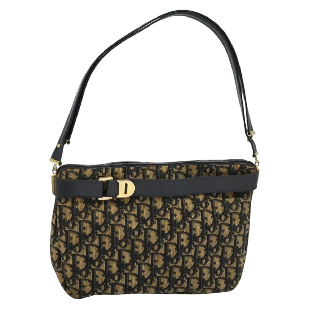 Dior DIOR Trotter Canvas Shoulder Bag Navy Gold Size ONE SIZE - 1 Thumbnail