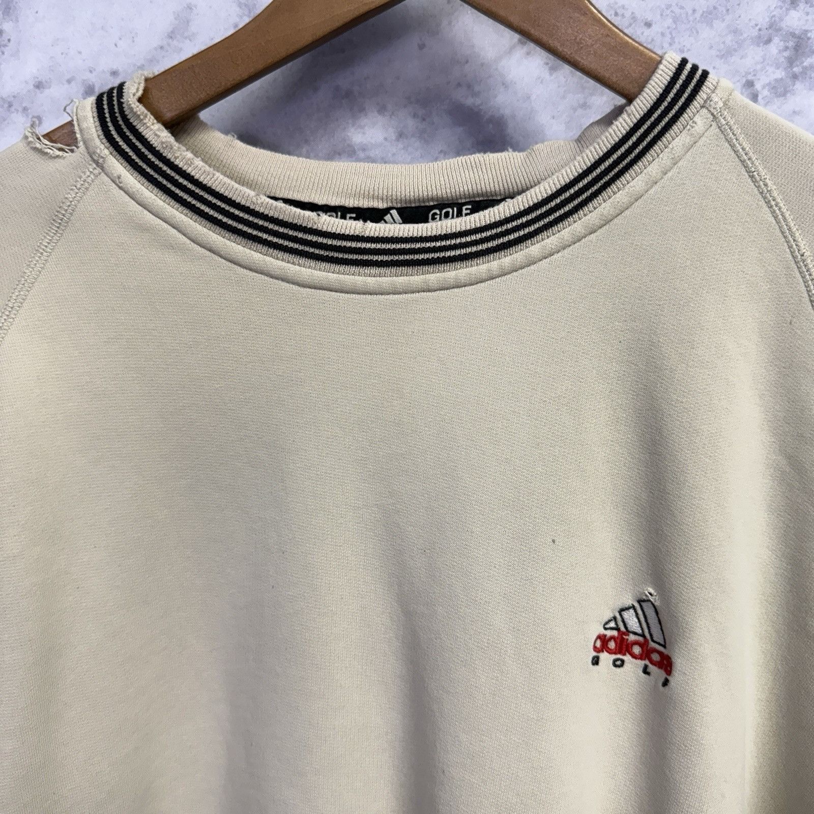 Adidas × Vintage Vintage 90s Adidas Sweatshirt Mens 2XL Beige Crew Neck Embro Size US XXL / EU 58 / 5 - 3 Thumbnail