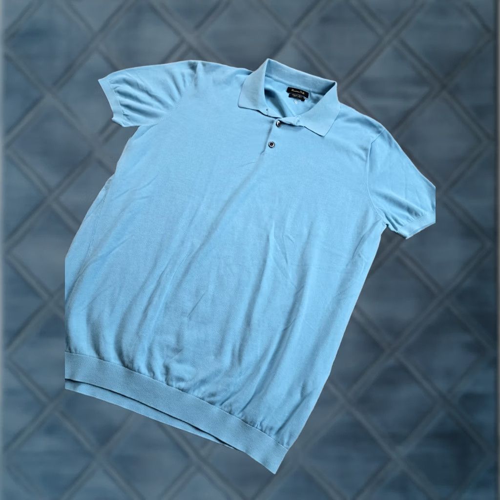Massimo Dutti Massimo Dutti Polo Shirt Mens XL Blue Knit Short Sleeve Pullover Cotton Size US XL / EU 56 / 4 - 1 Thumbnail