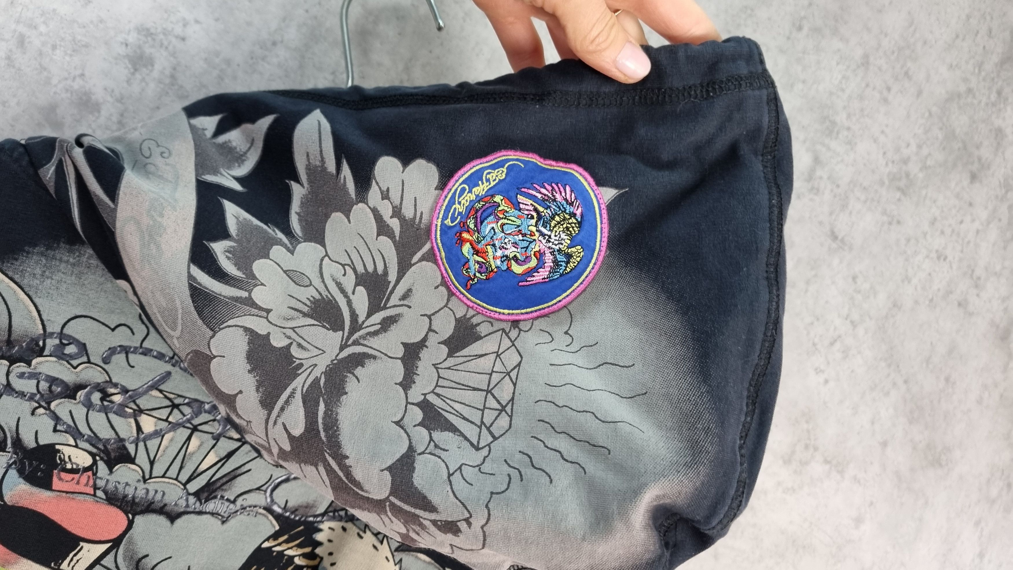Christian Audigier × Ed Hardy Ed Hardy Embroidered Patches Faded Zipped Hoodie Size L / US 10 / IT 46 - 12 Thumbnail